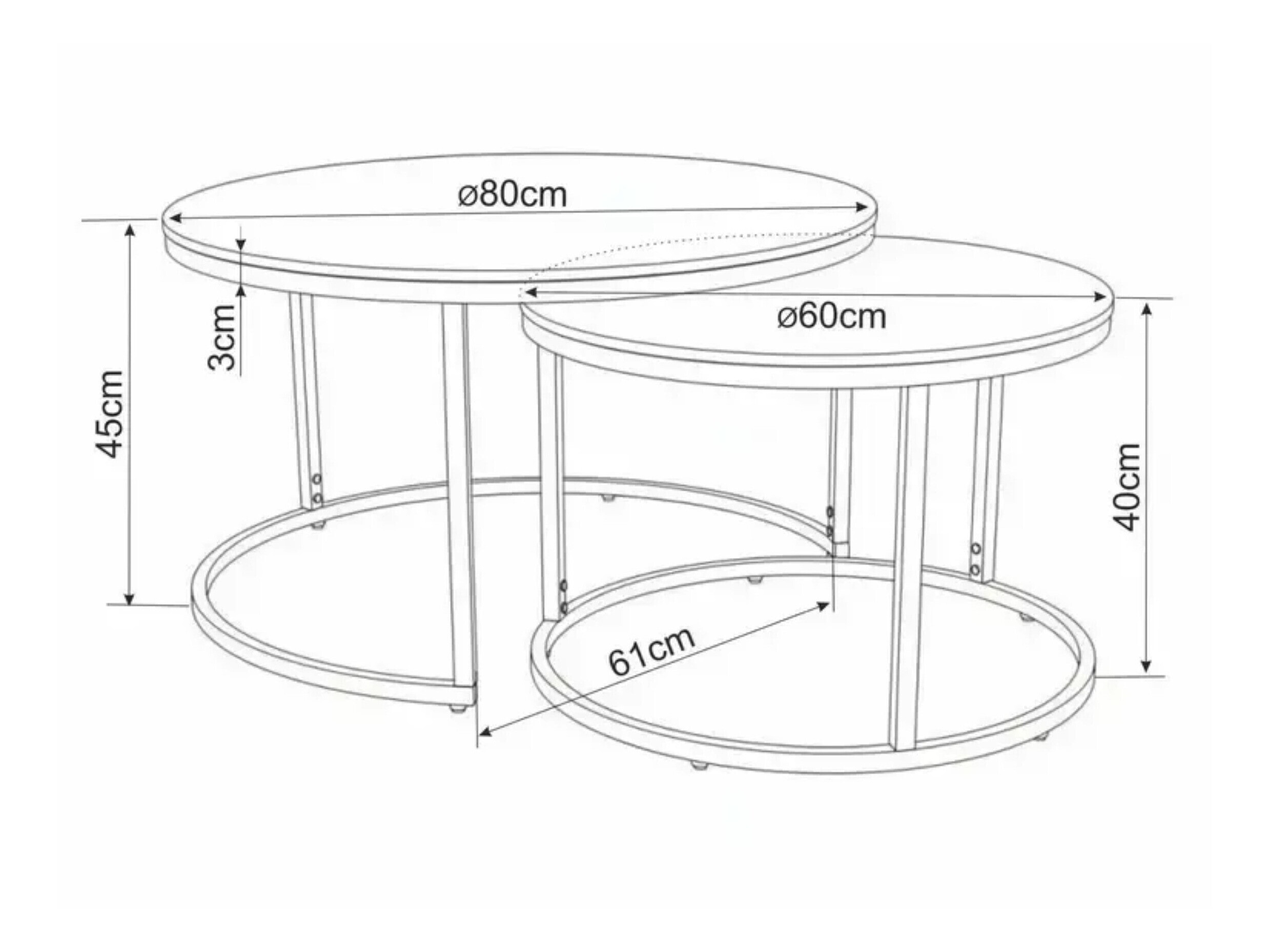 Ensemble tables basses Detroit 607 (Marbre noir + Noir)