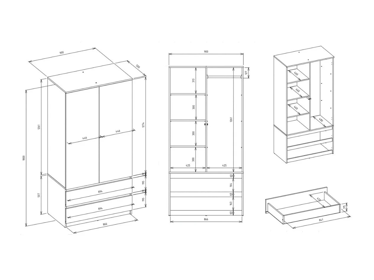 Armoire Elbvelu 135 (Chêne Artisan)