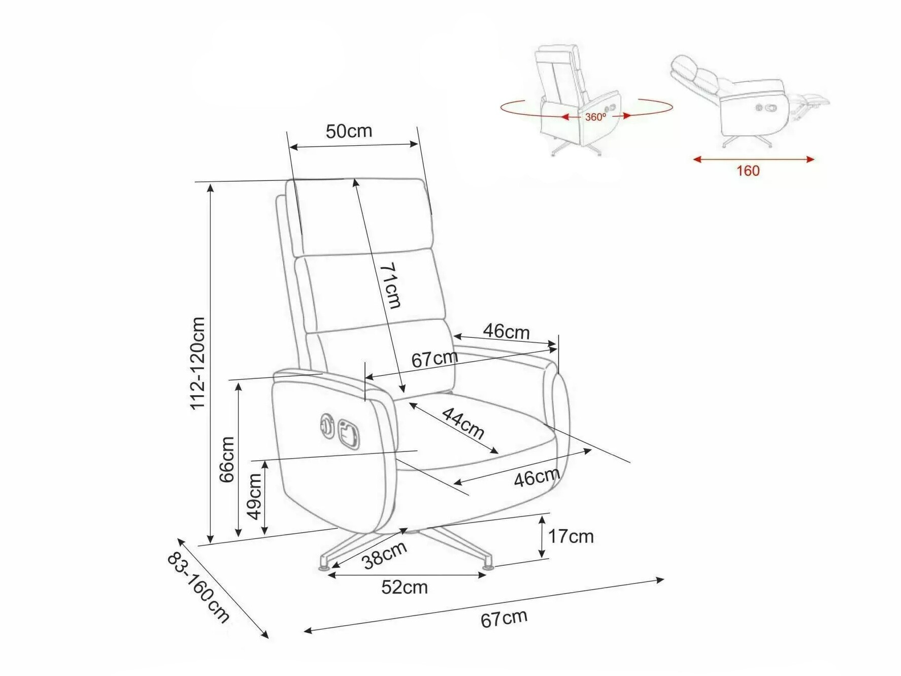 Fauteuil relax Detroit 1032 (Raven 45)