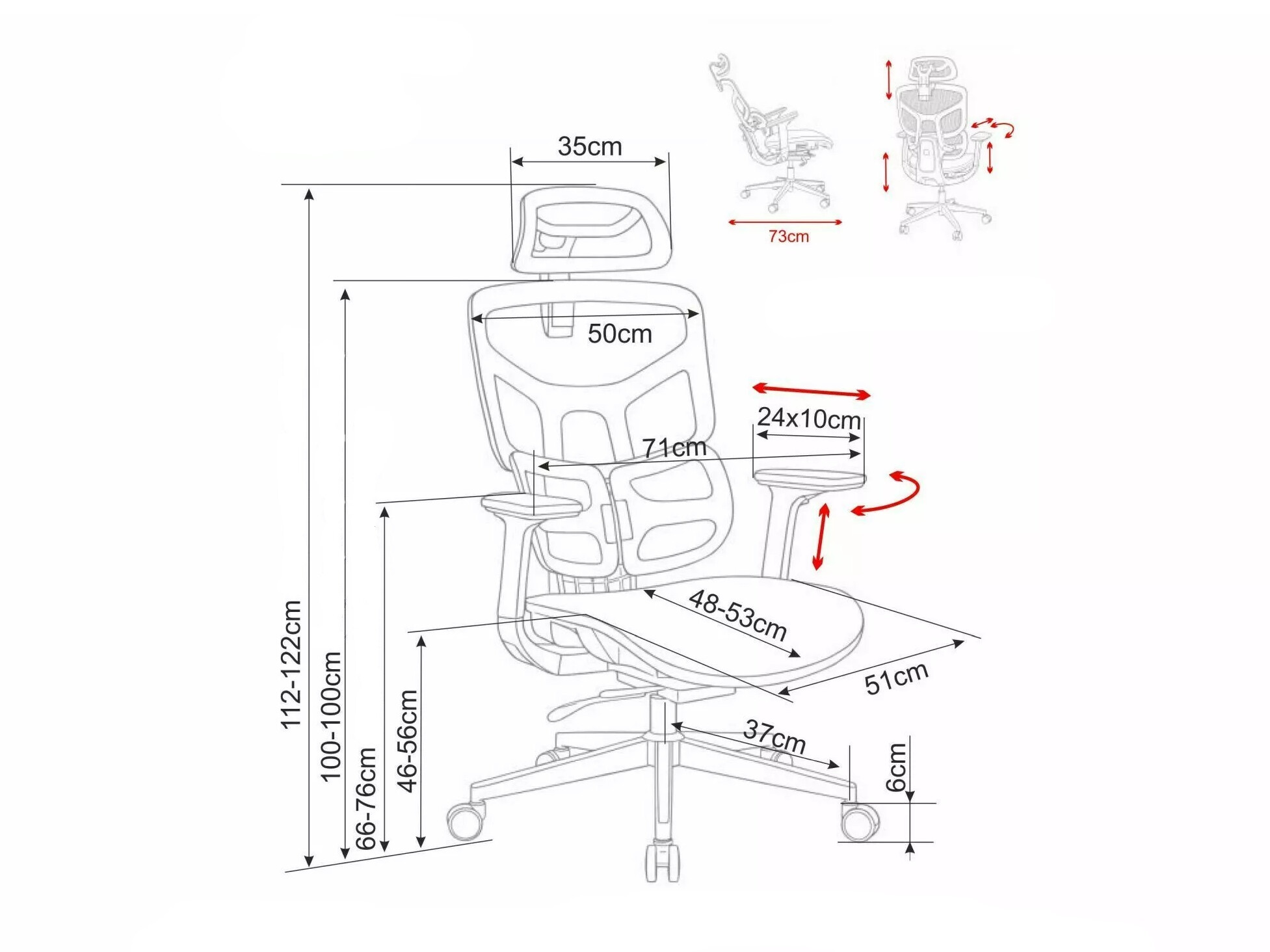 Chaise de bureau Detroit 1038 (Noir)