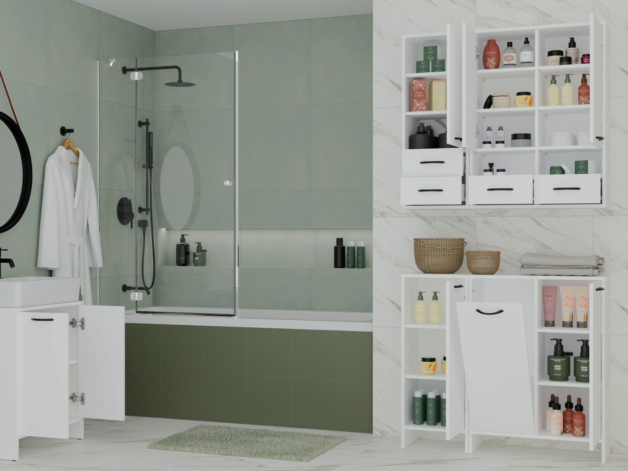 Armoire de bain à poser Servou 110 (Blanc)
