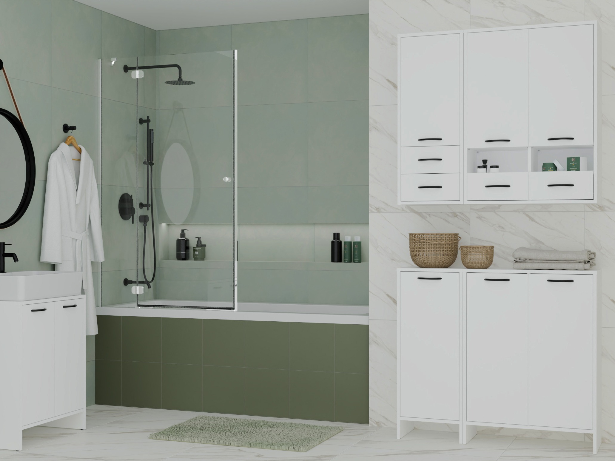 Armoire de bain indépendante Servou 110 (Blanc)