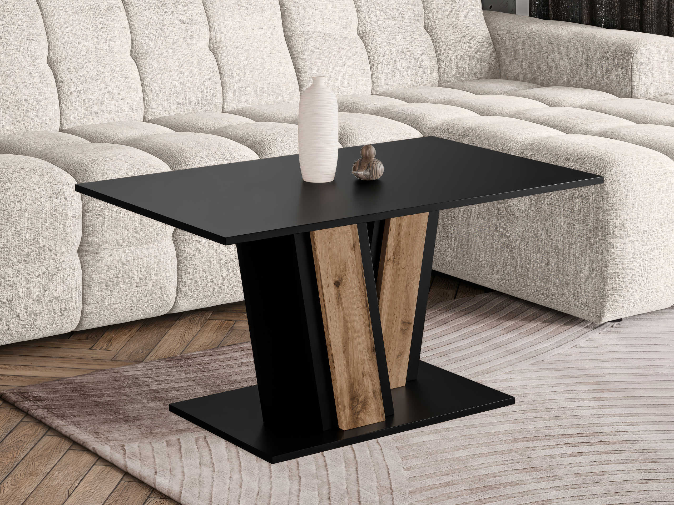 Table basse Goodyear 138 (Noir + Chêne wotan)