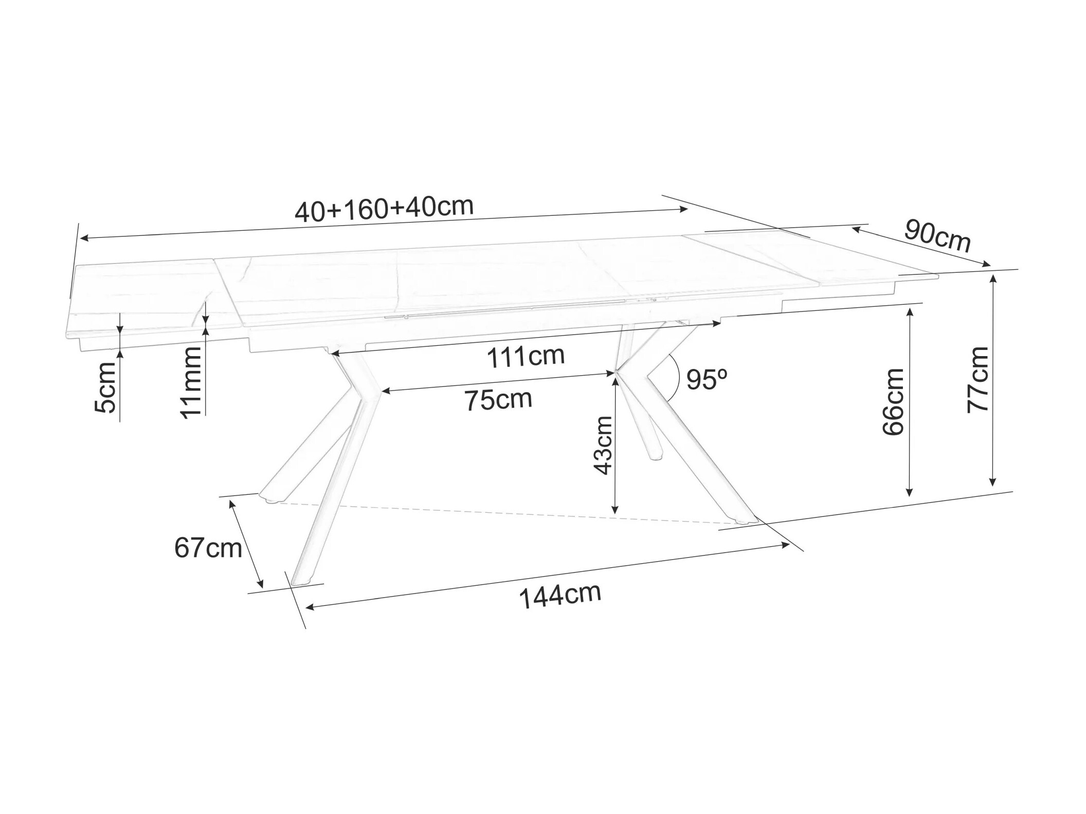 Table Detroit 1039 (Travertin clair)