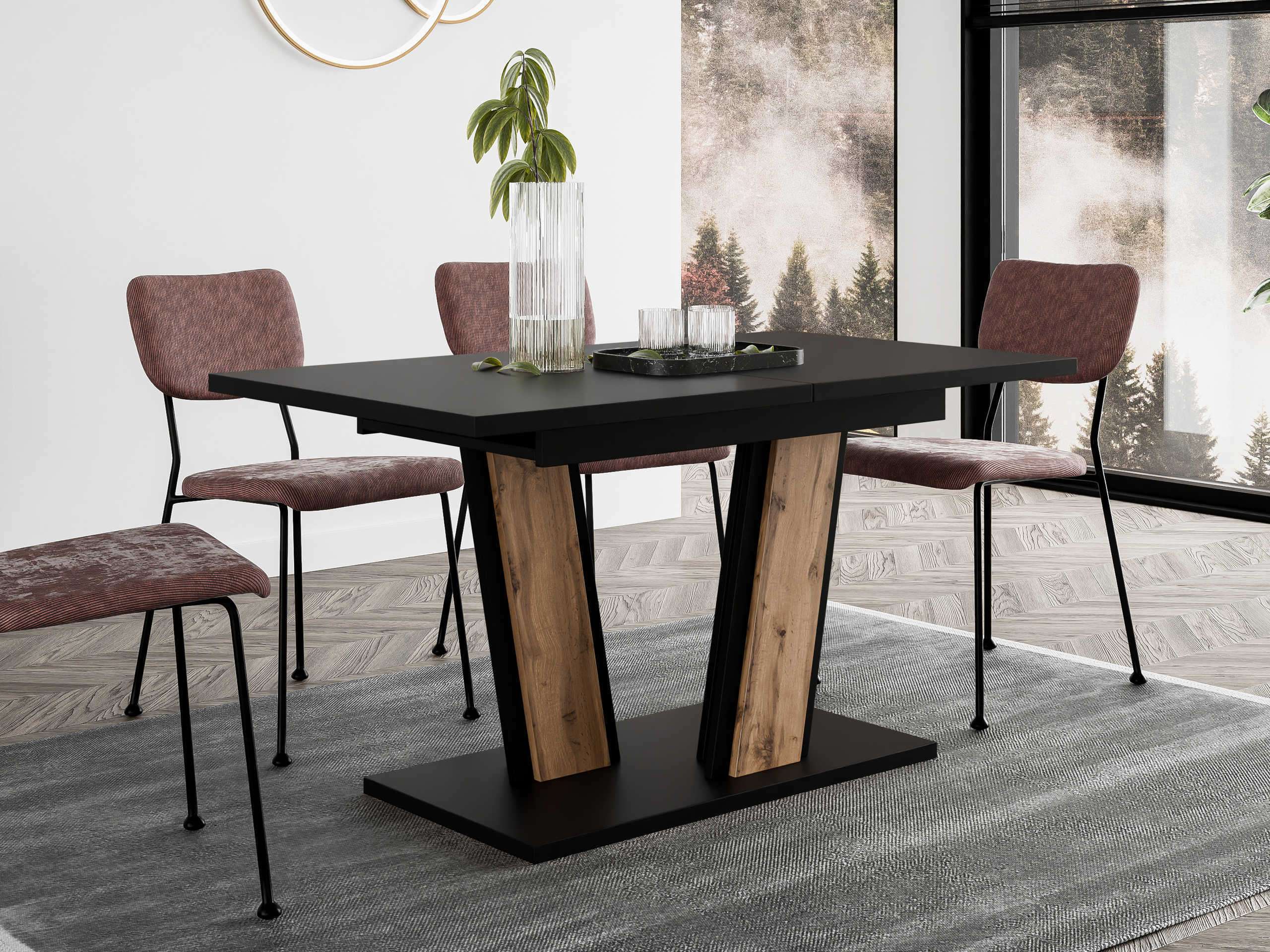 Table Goodyear 139 (Noir + Chêne wotan)