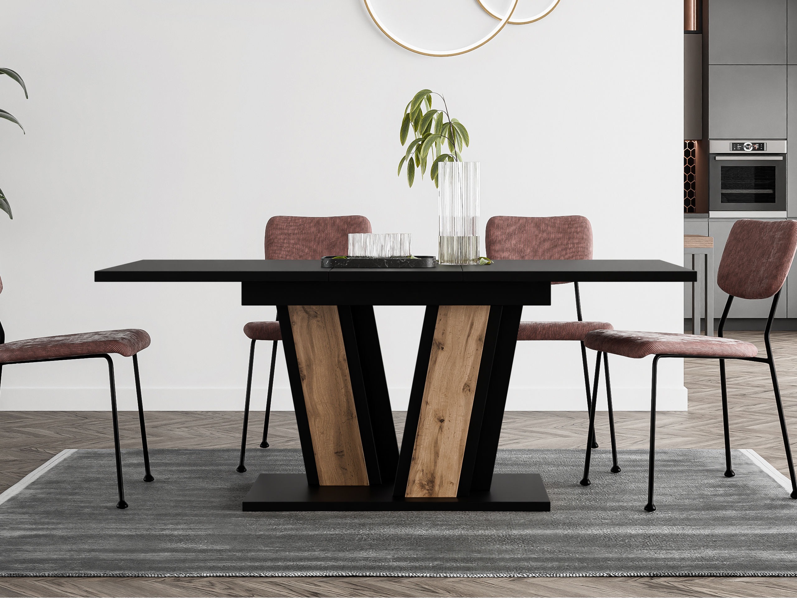 Table Goodyear 139 (Noir + Chêne wotan)