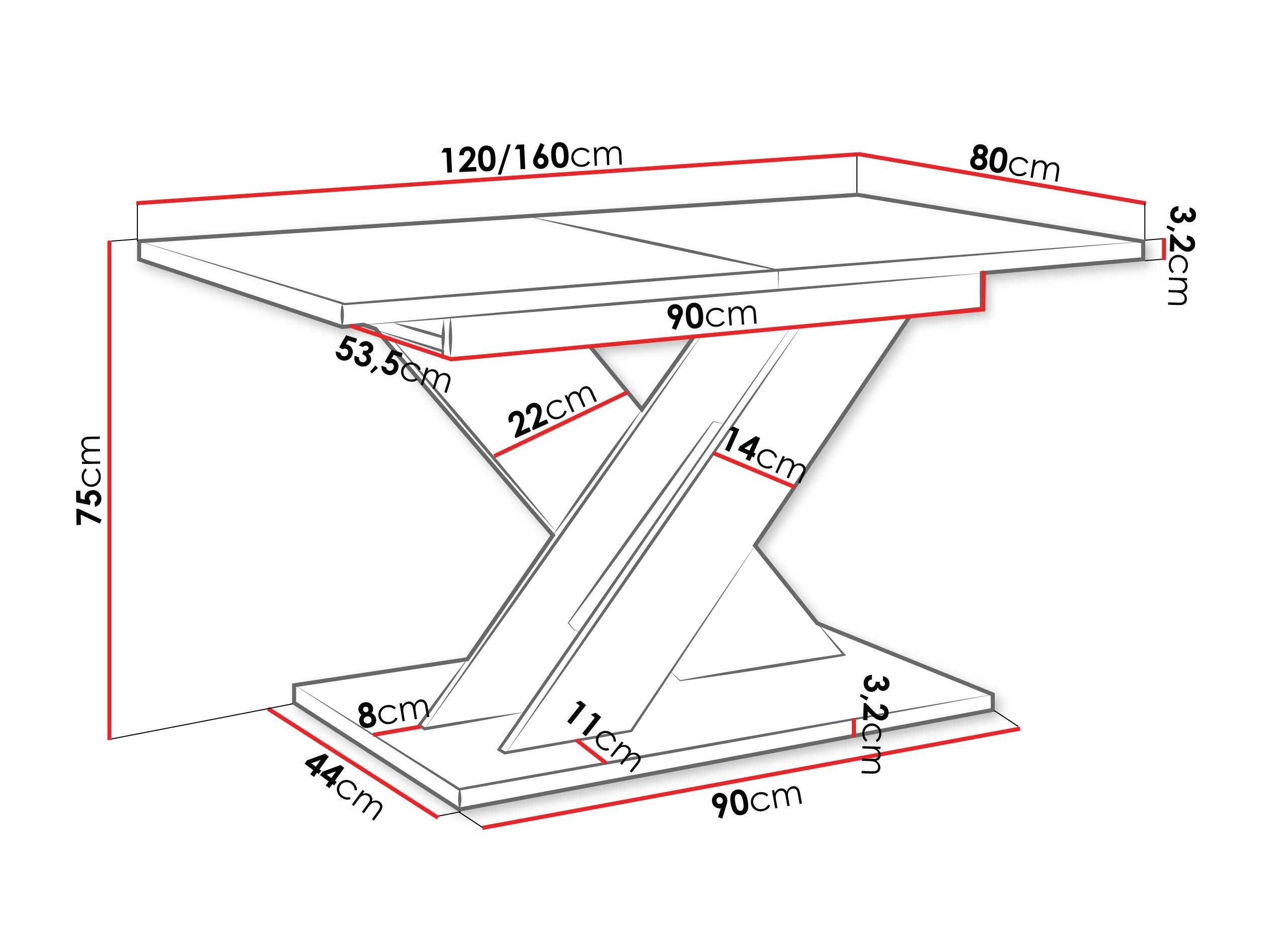 Table Goodyear 141 (Chêne wotan + Noir brillant)