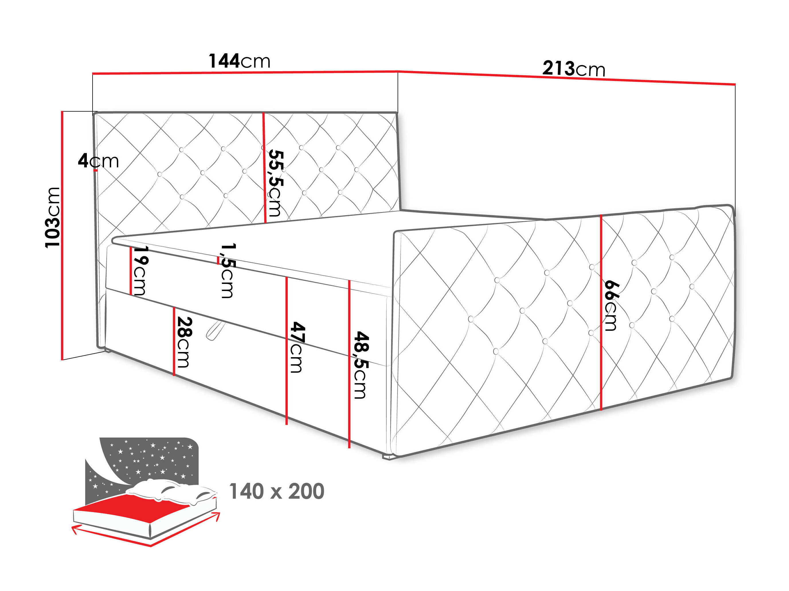 Lit boxspring Carmen (Amor Velvet 4303)