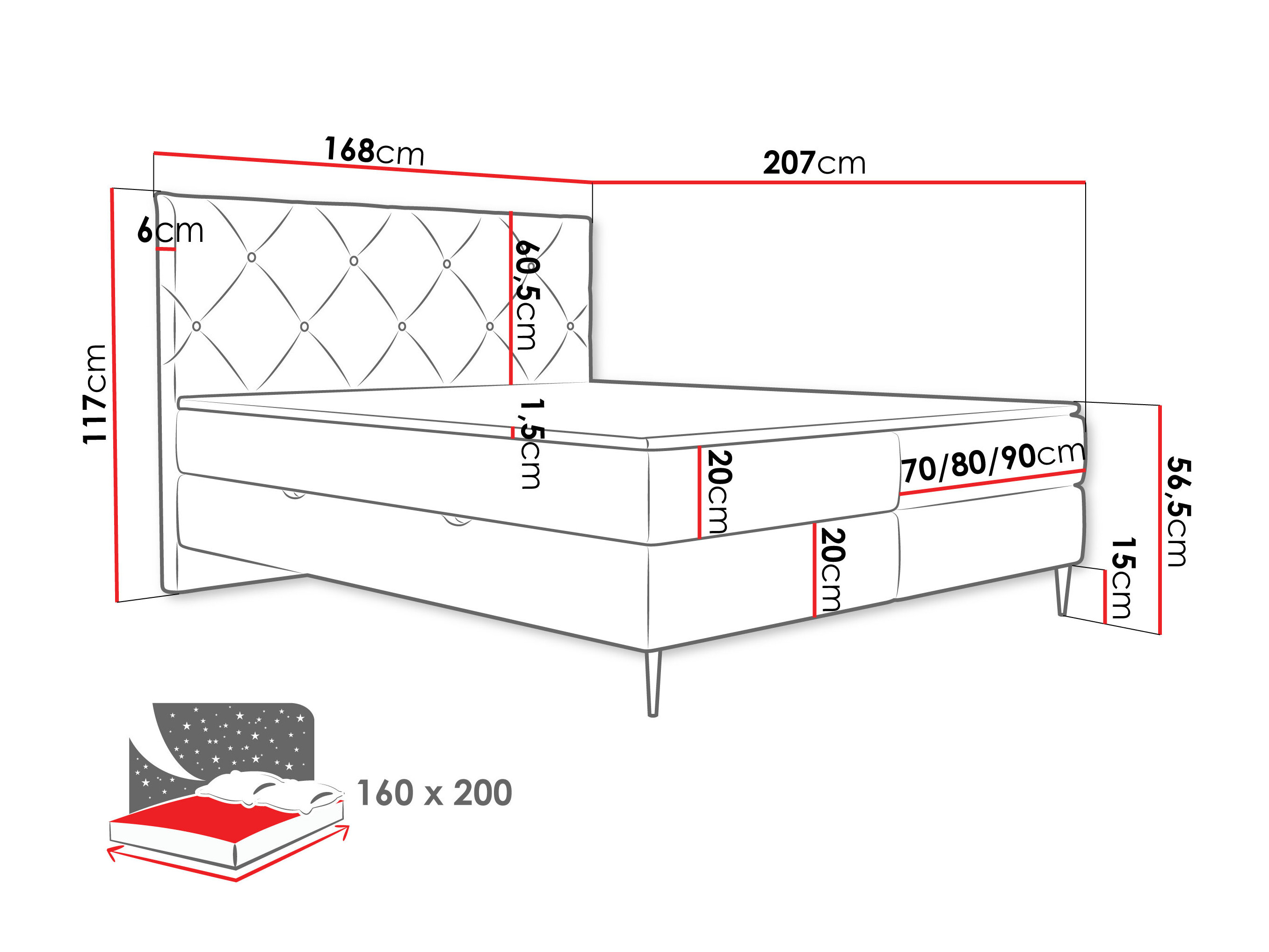 Lit boxspring ComfiDream Myrel (Verita 03)