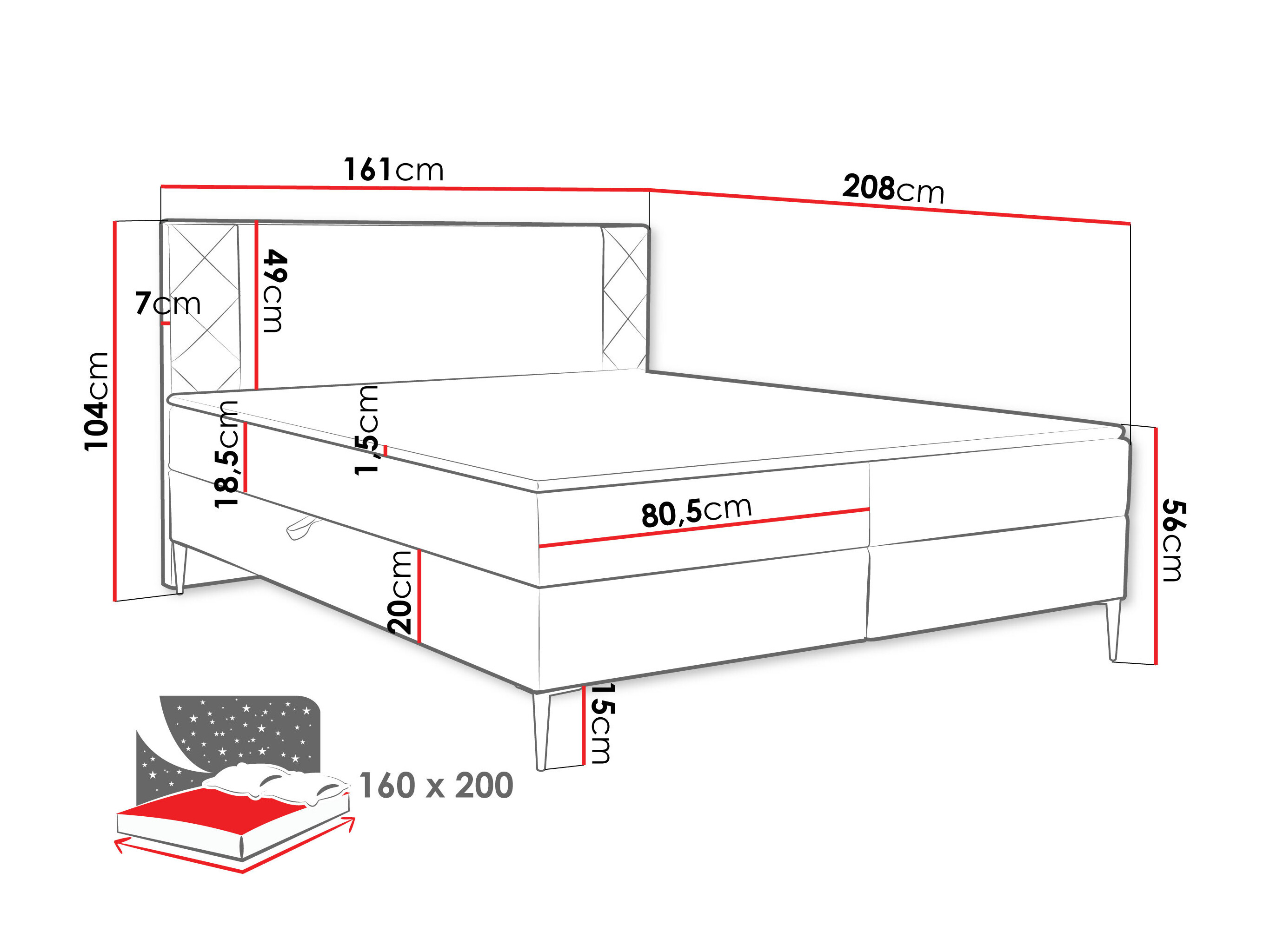 Lit boxspring Providence 200 (Polo 897)