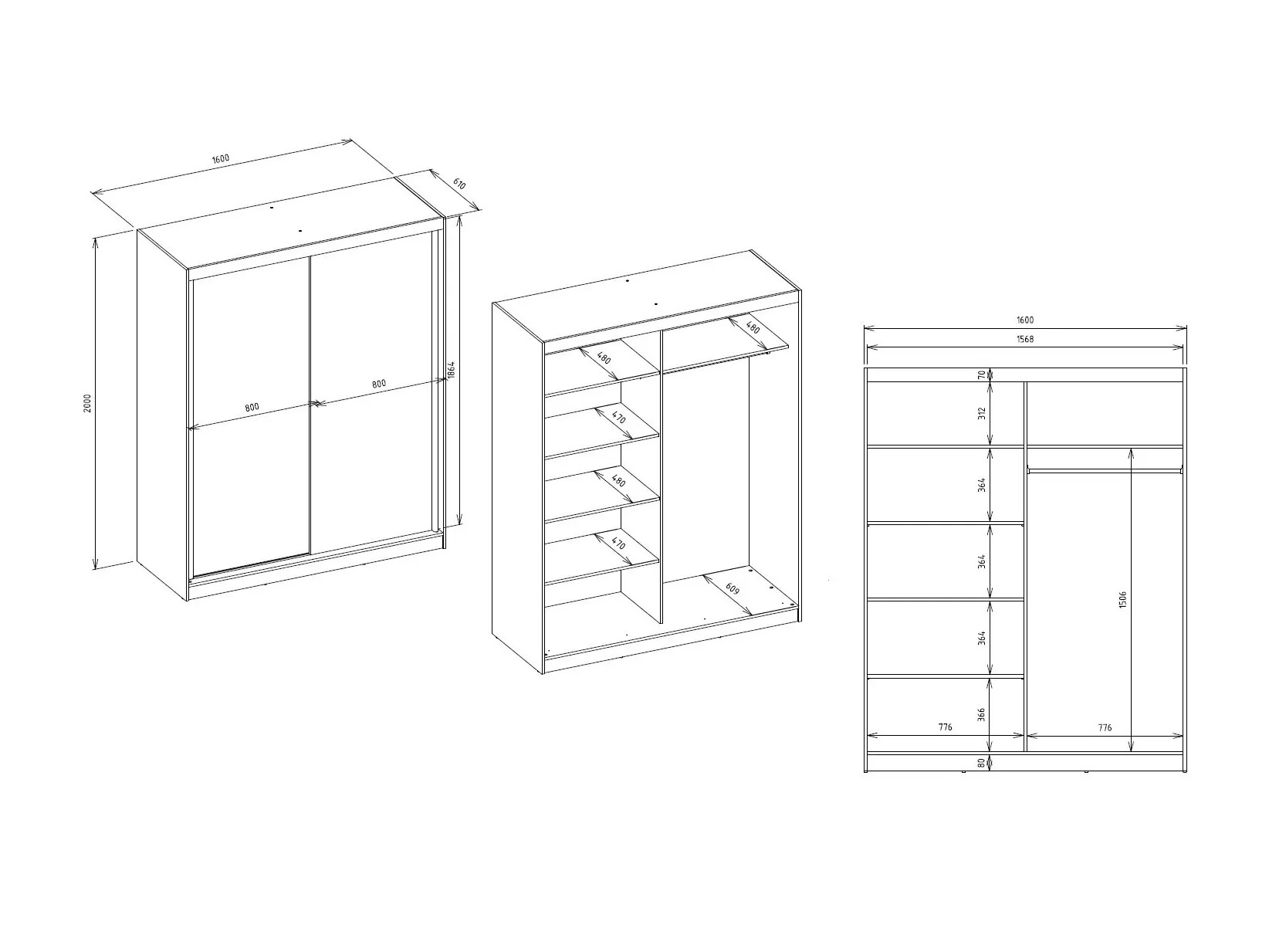 Armoire Mandeville 389 (Chêne Artisan + Anthracite)
