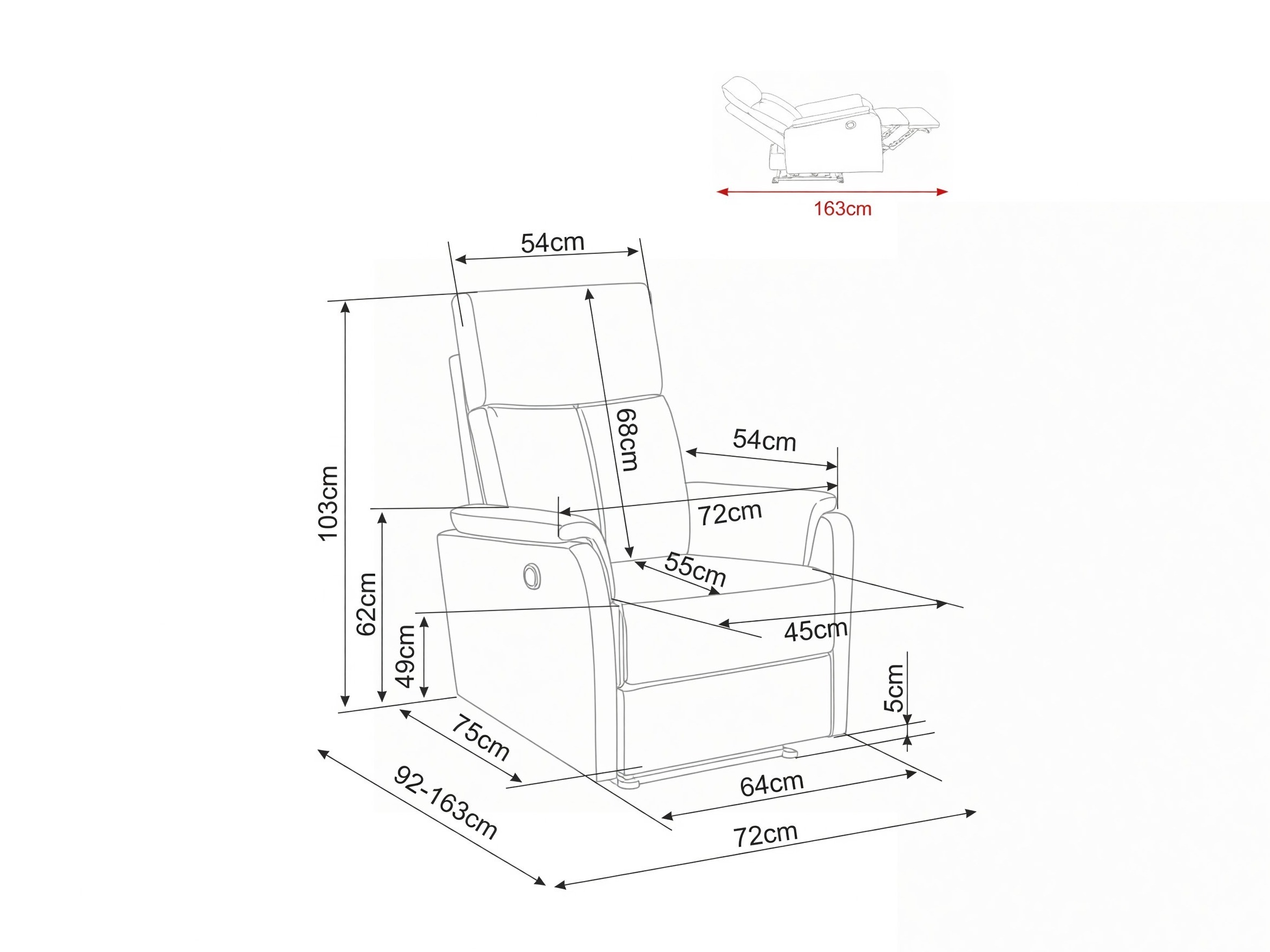 Fauteuil inclinable Detroit 1040 (Raven 07)