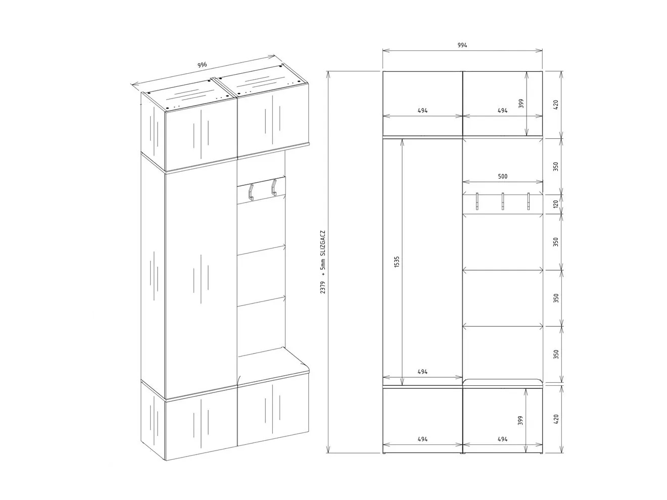 Meuble d'entrée Domtori 100 (Cachemire)
