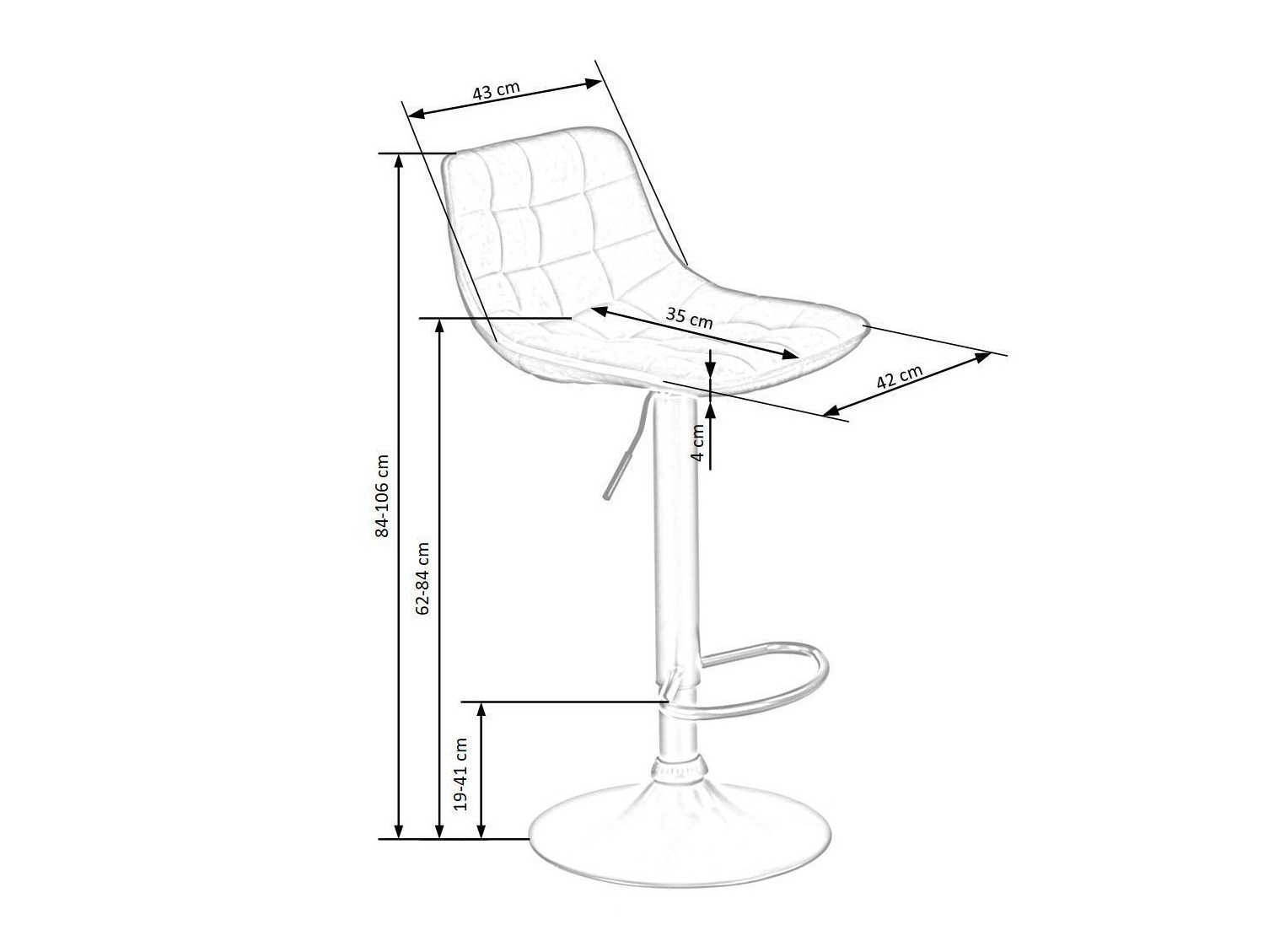 Chaise de bar mi-hauteur Houston 2197