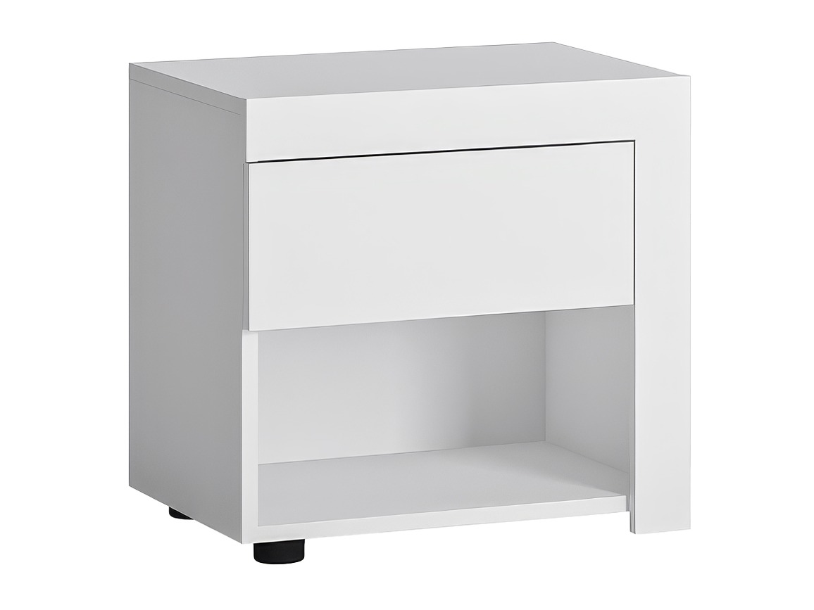 Table de chevet Feldeli 113 (Blanc + Blanc brillant)