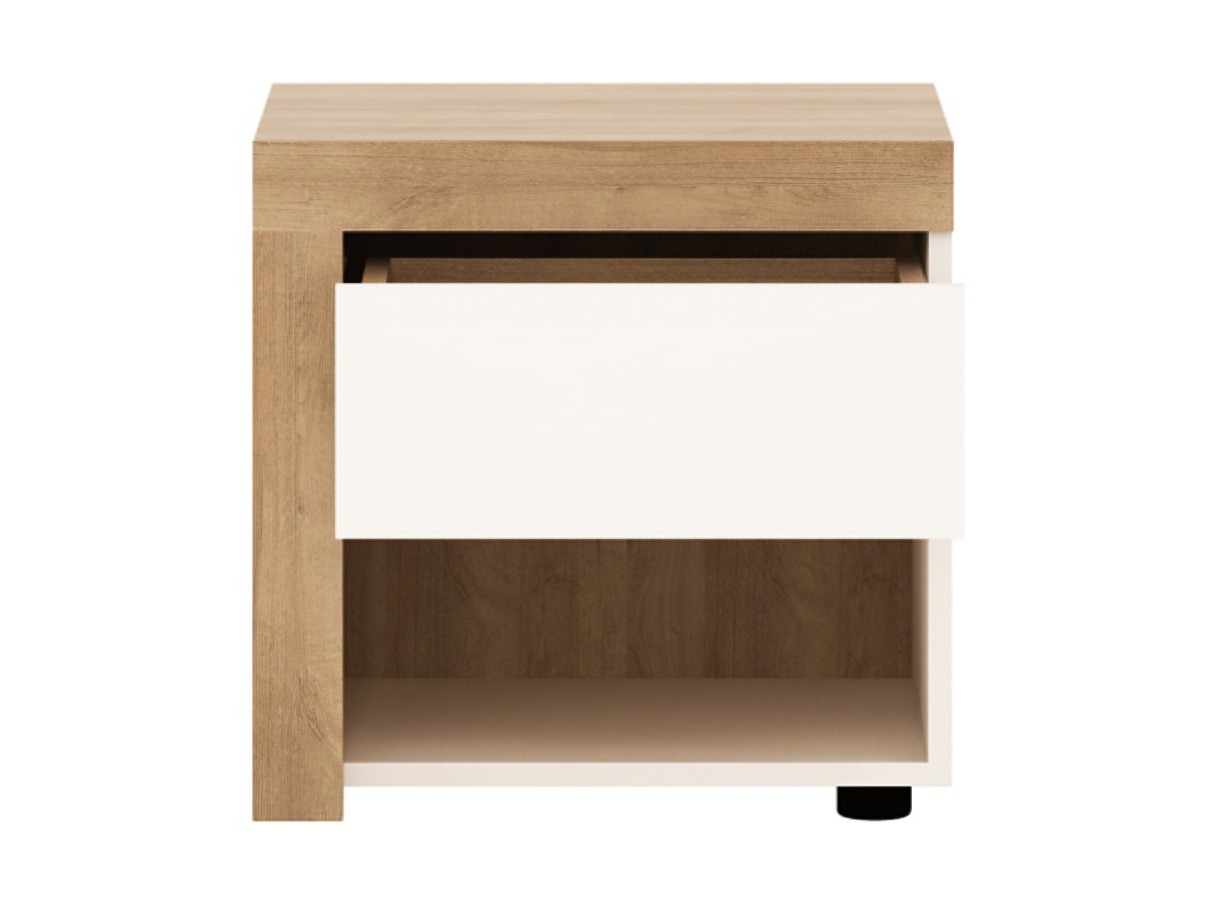 Table de chevet Feldeli 113 (Riviera chêne + Blanc brillant)