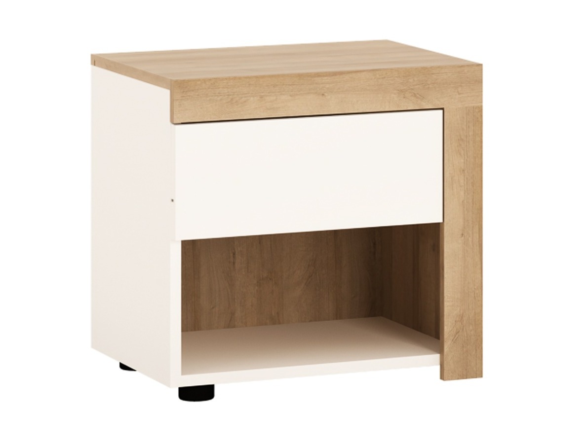 Table de chevet Feldeli 113 (Riviera chêne + Blanc brillant)