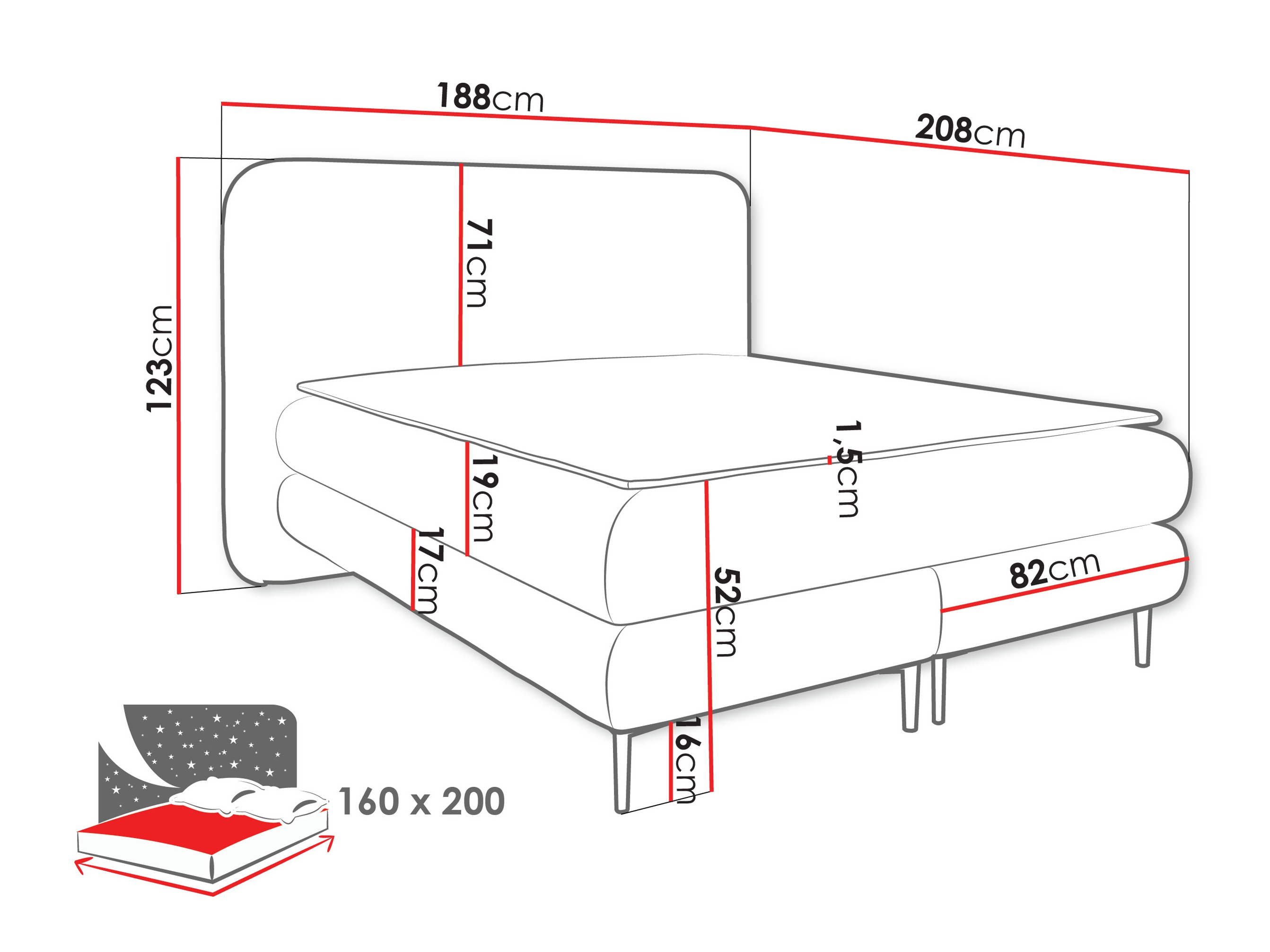 Lit boxspring Fructis (Nazar 225.01)