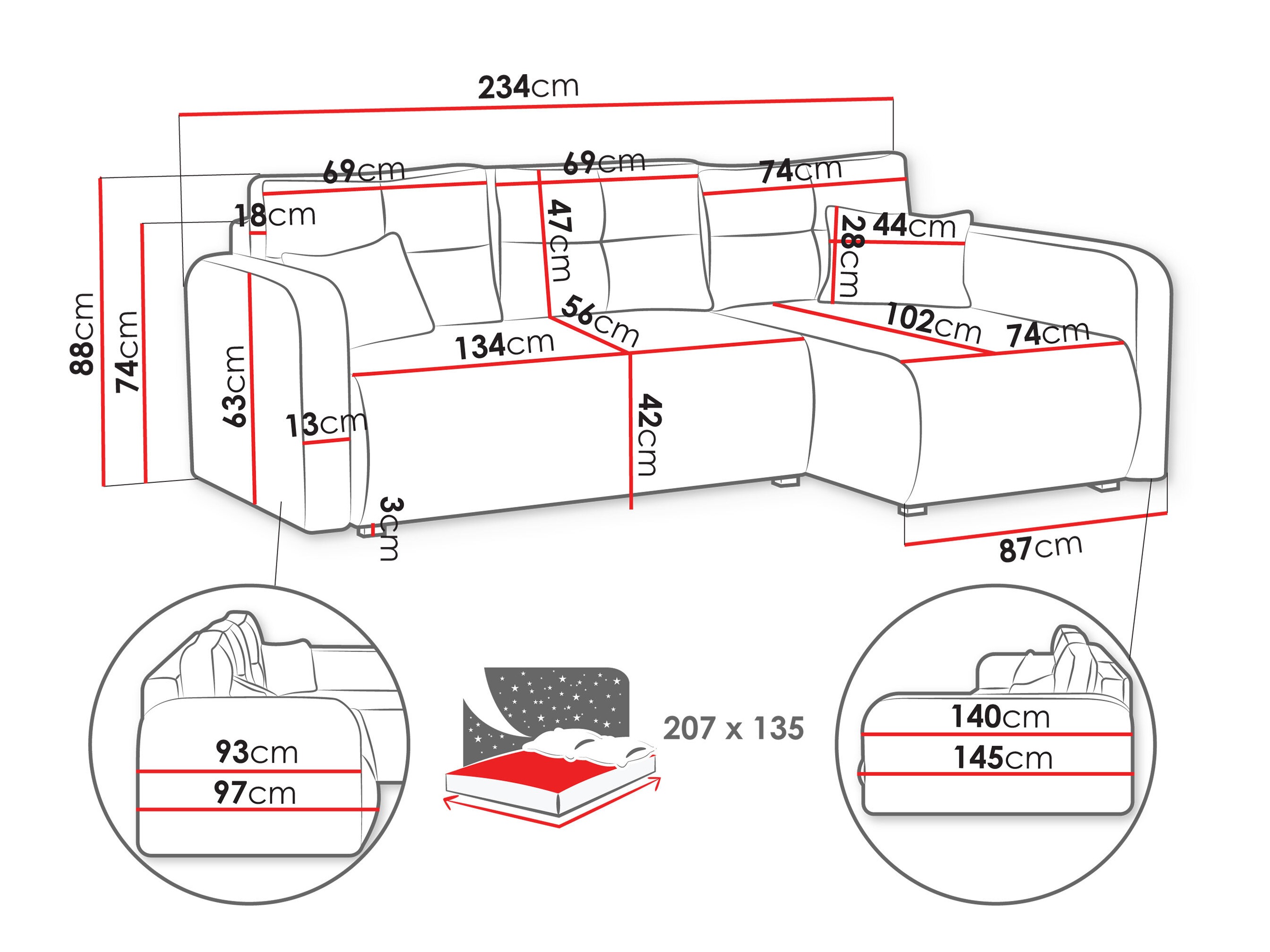 Canapé d'angle Delano 100 (Poso 22)