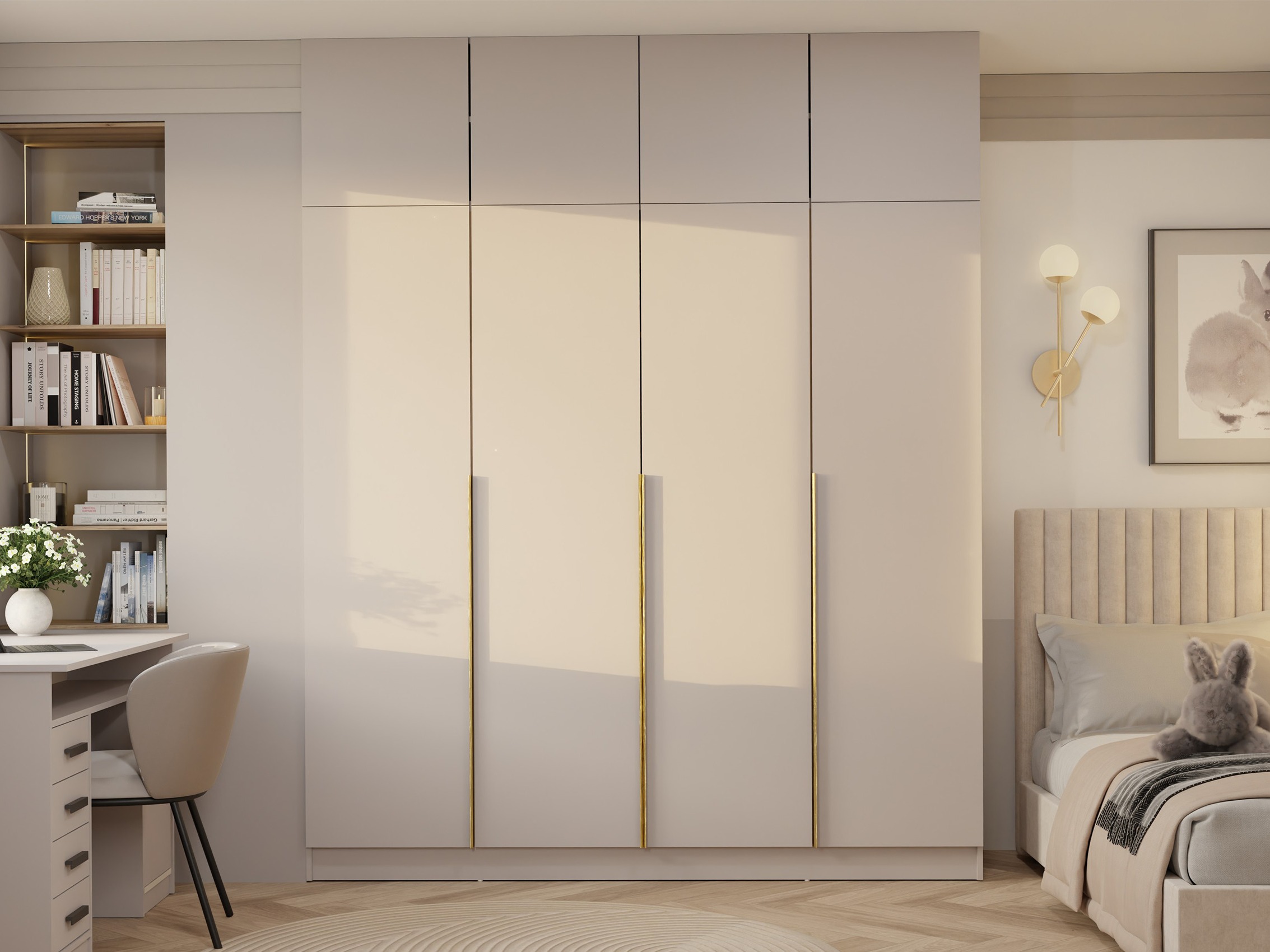 Armoire Mandeville 400 (Cachemire + Doré)
