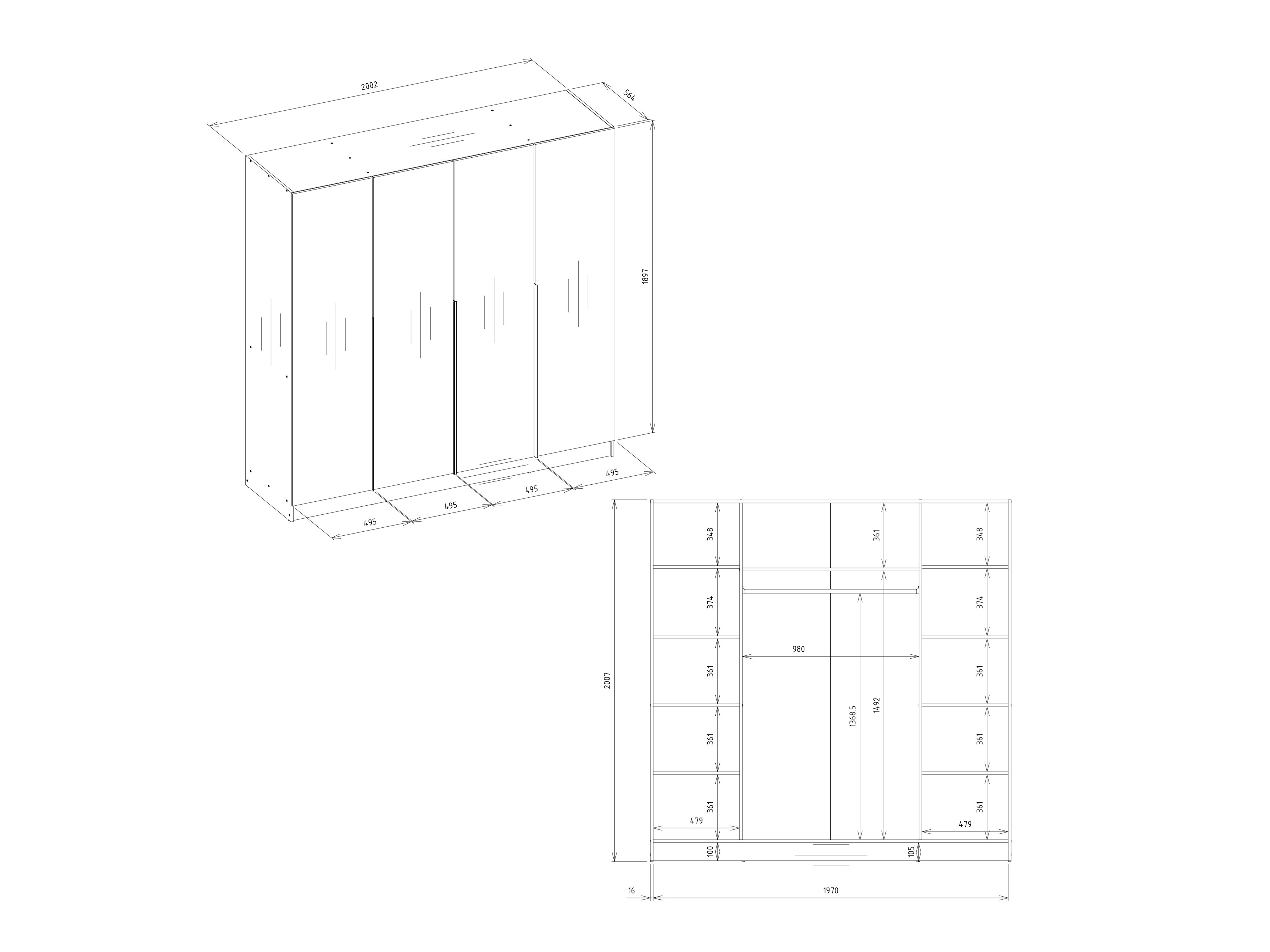 Armoire Mandeville 400 (Cachemire + Doré)