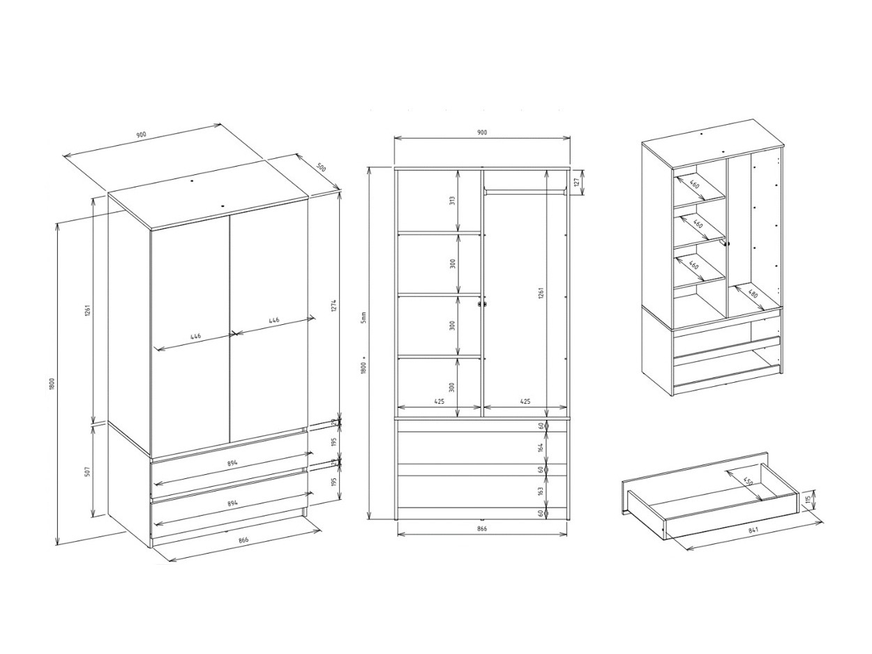 Armoire Elbvelu 137 (Blanc)