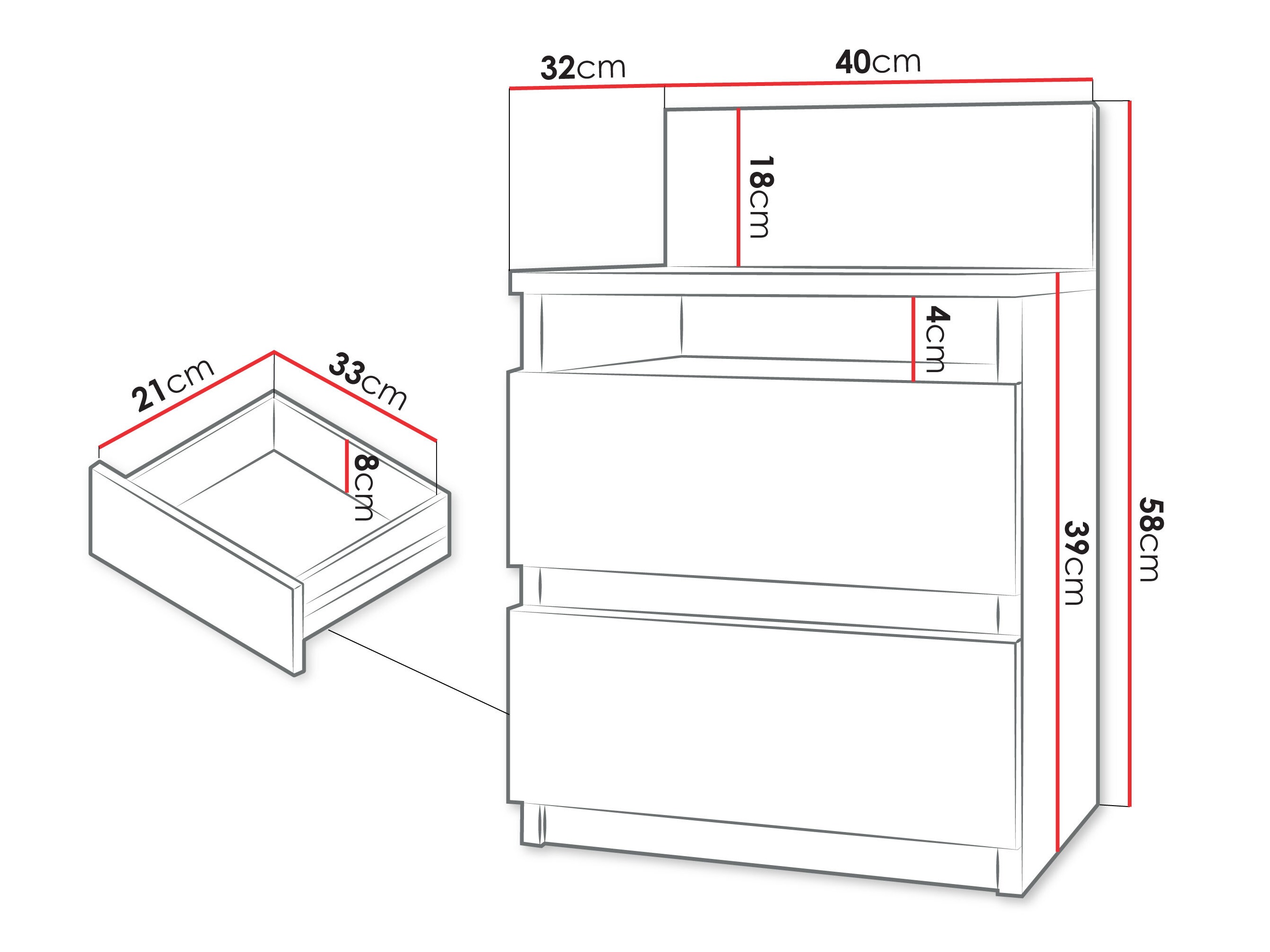 Table de chevet Comfivo Structor (Blanc)