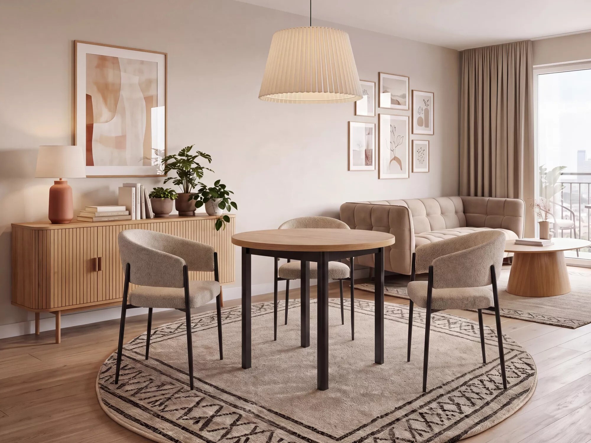 Chaise Detroit 1053 (Beige + Noir mat)