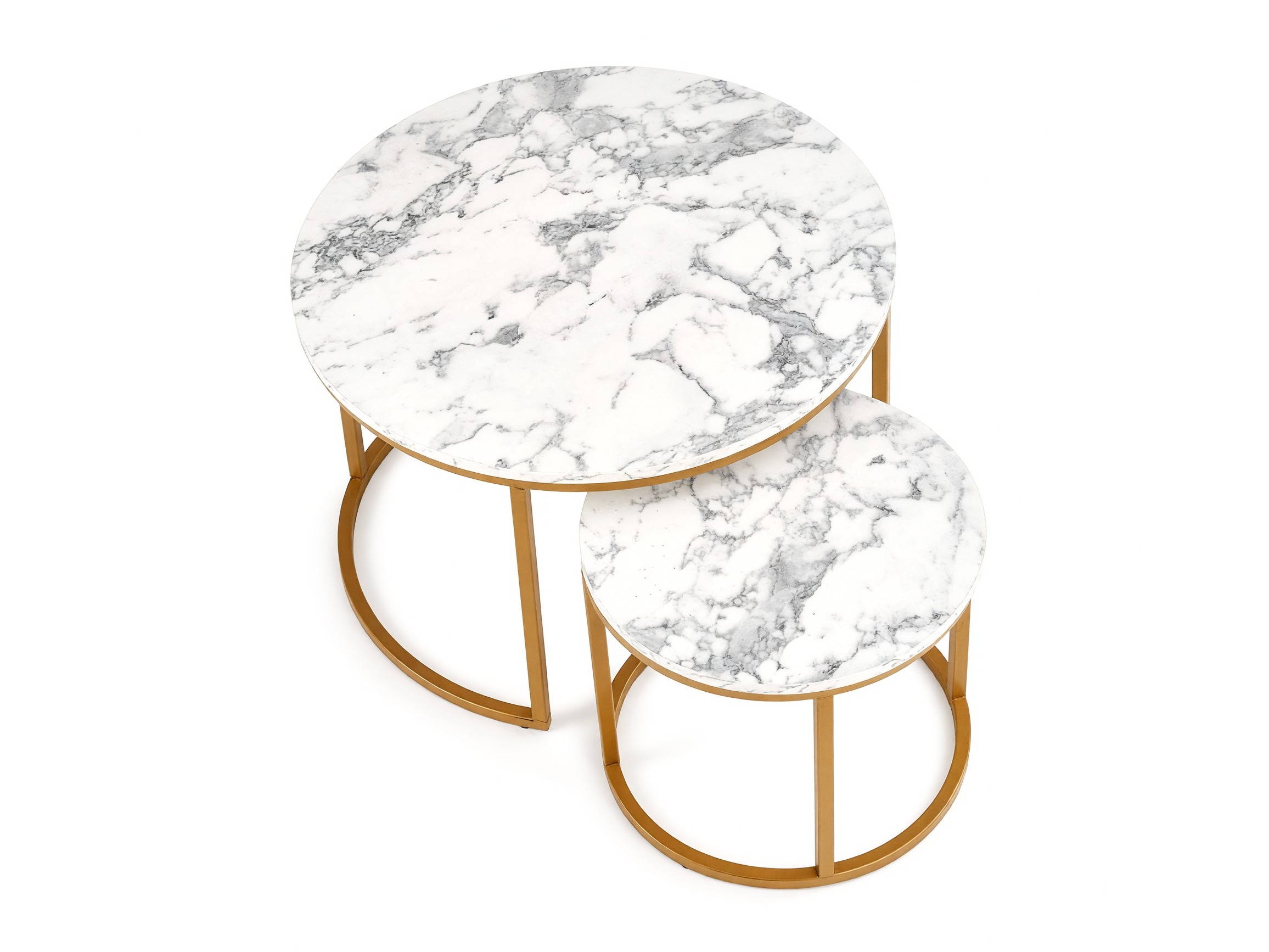 Ensemble tables basses Houston 2213 (Marbre blanc + Doré)