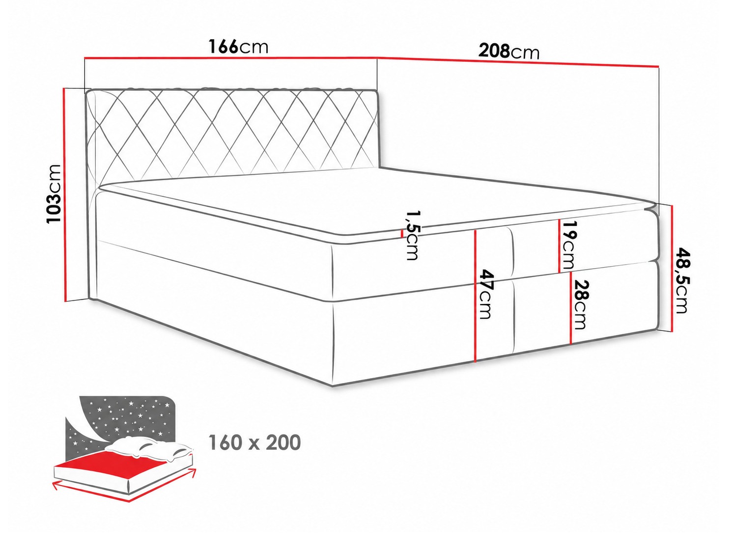 Lit boxspring Genus (Velluto 3)