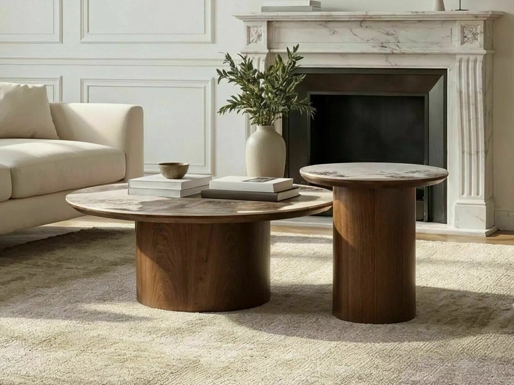 Table d'appoint Detroit 1058 (Pierre Motif + Noyer)