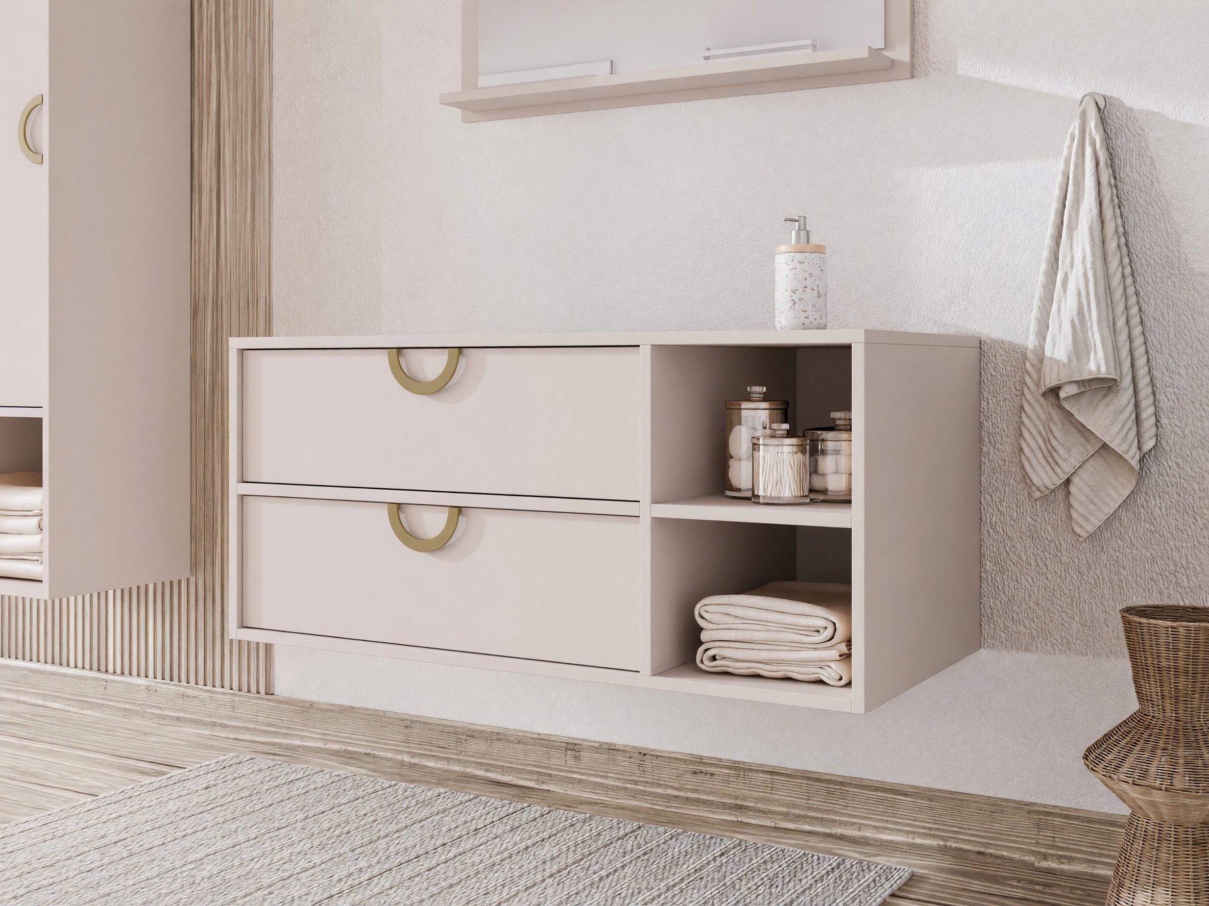 Armoire de salle de bains murale pour lavabo Sodalis (Cachemire)