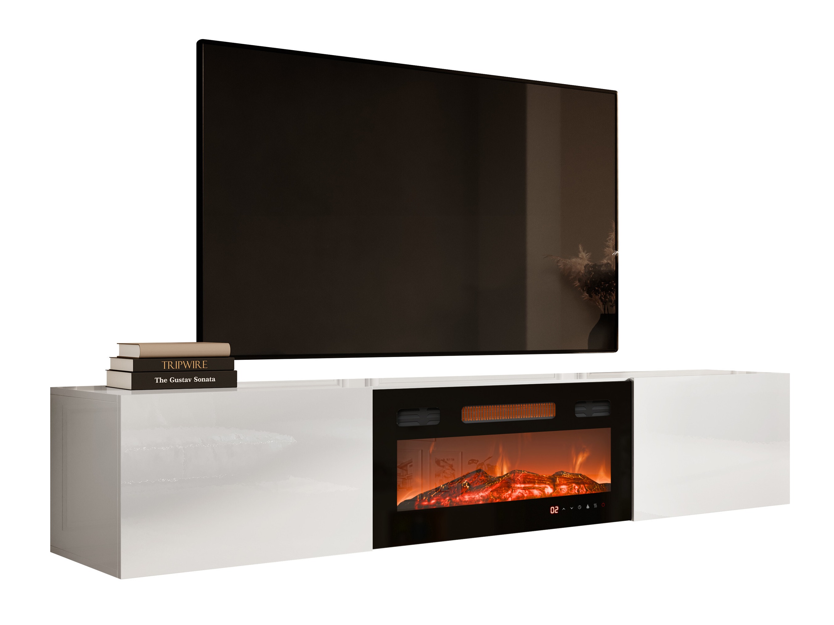 Meuble TV Imago I (Blanc + Blanc brillant)