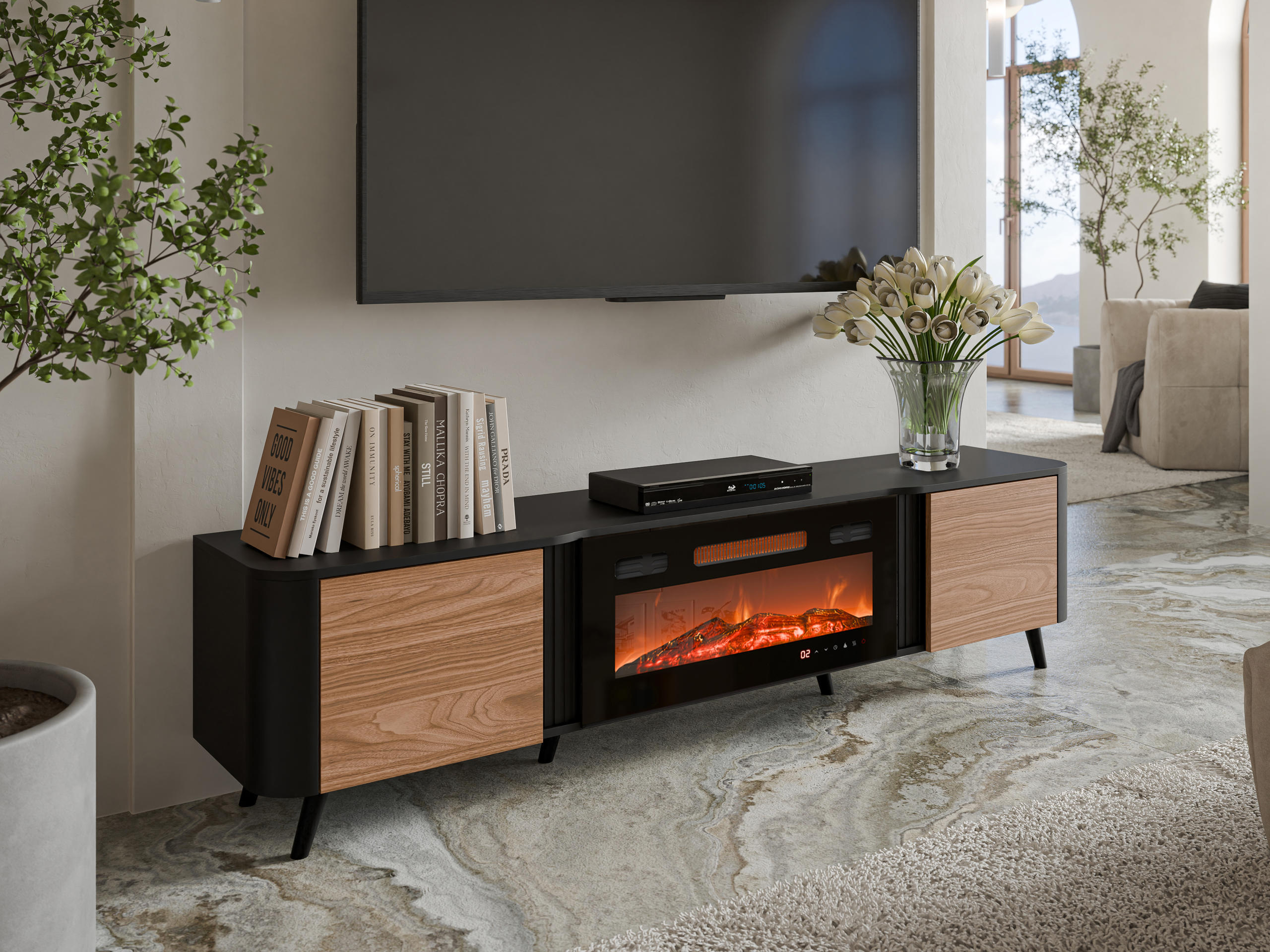 Meuble TV Modus (Noir + Noyer)