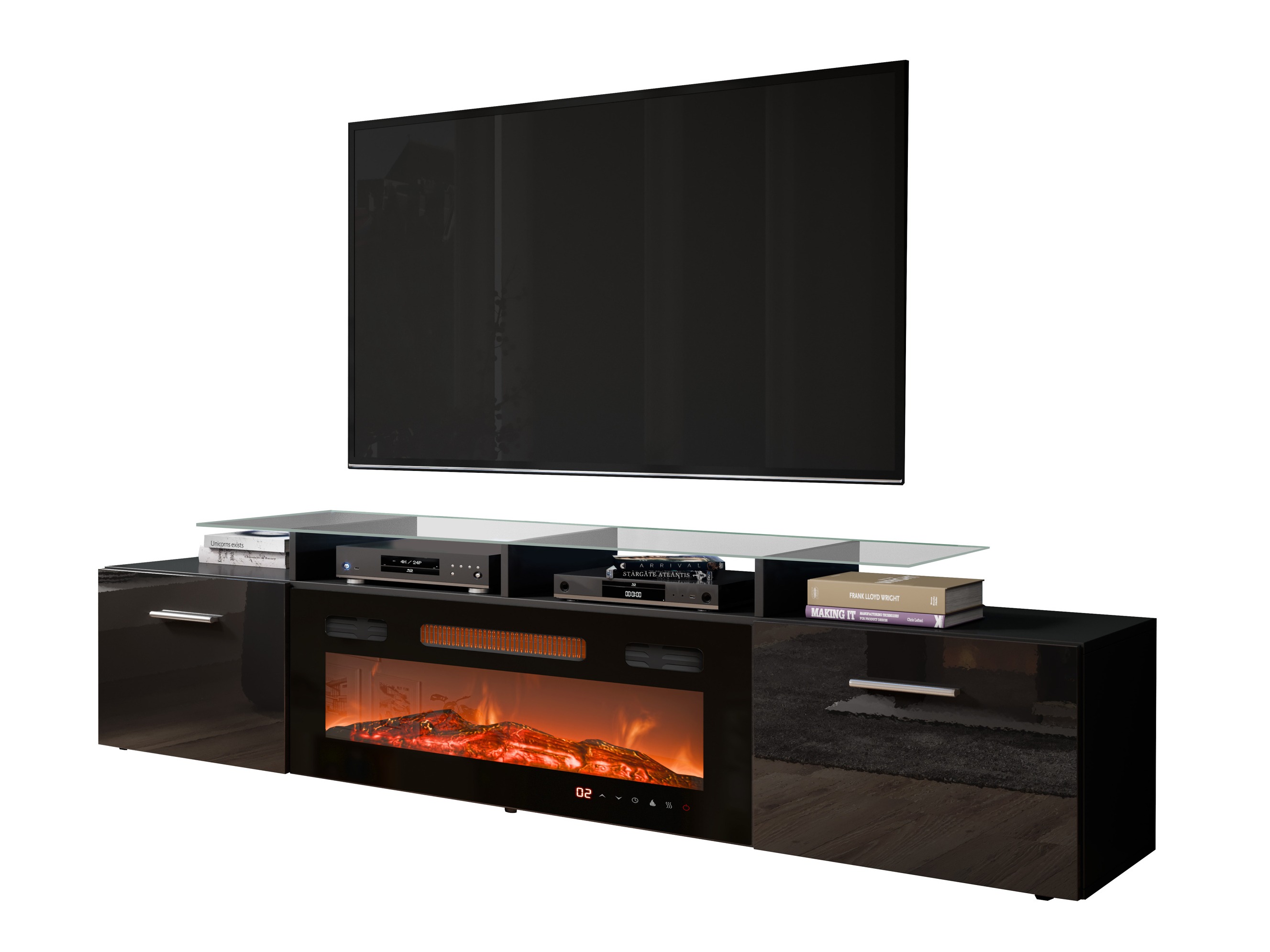 Meuble TV Numerus (Noir + Noir brillant)