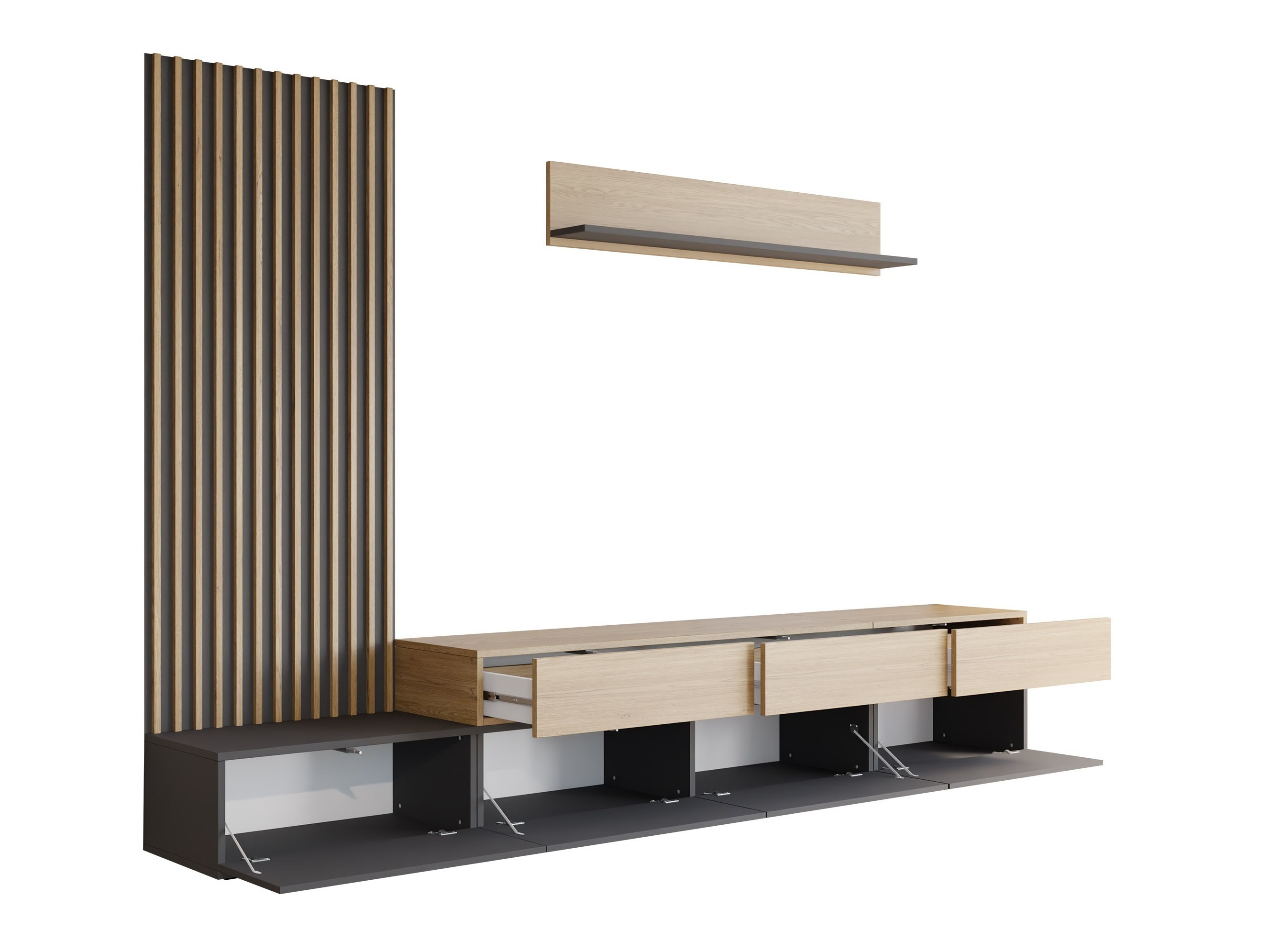 Ensemble de salon Comfivo Munium II (Blanc + Chêne)