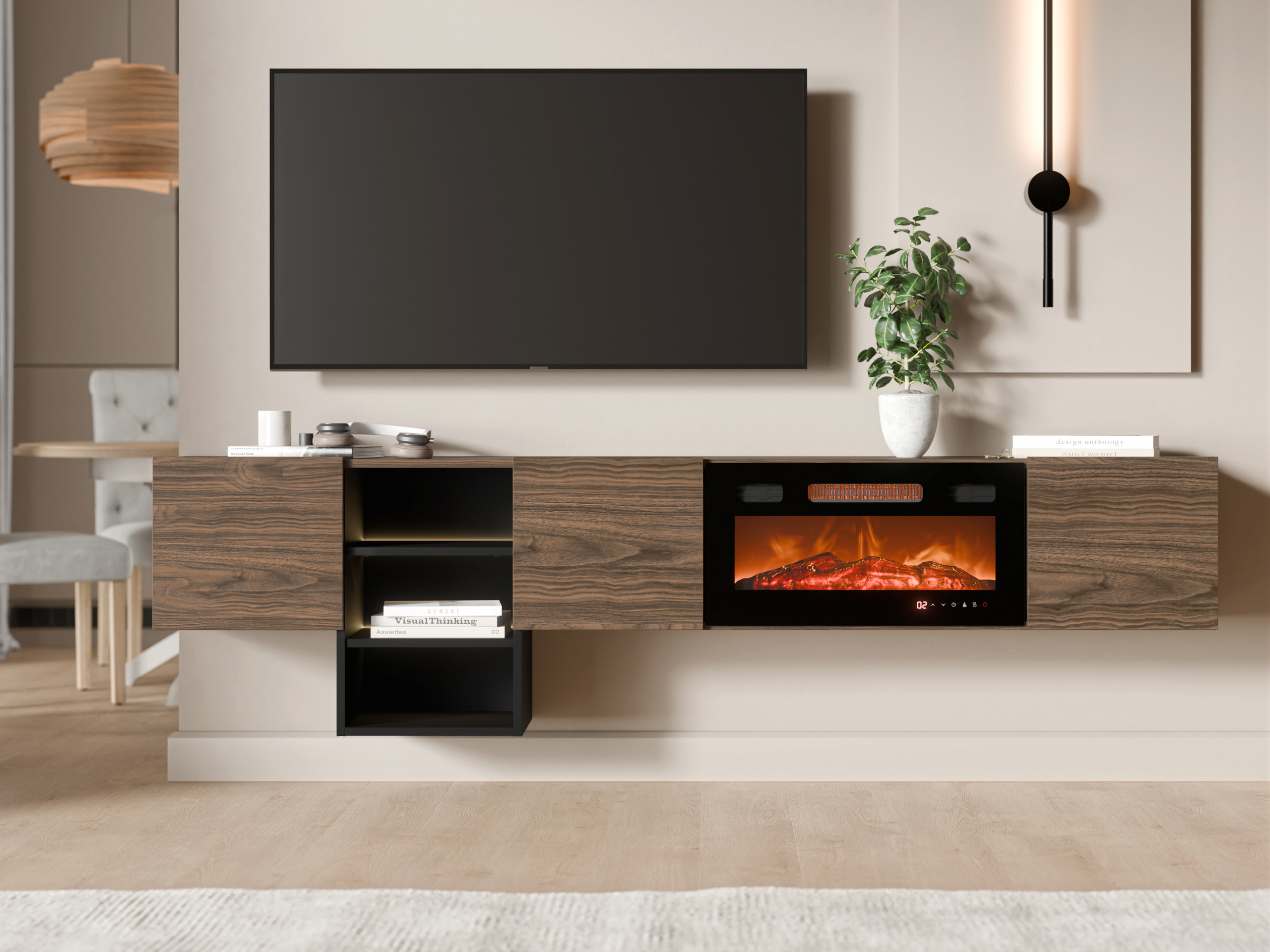 Meuble TV Charlotte 218 (Noyer + Noir)