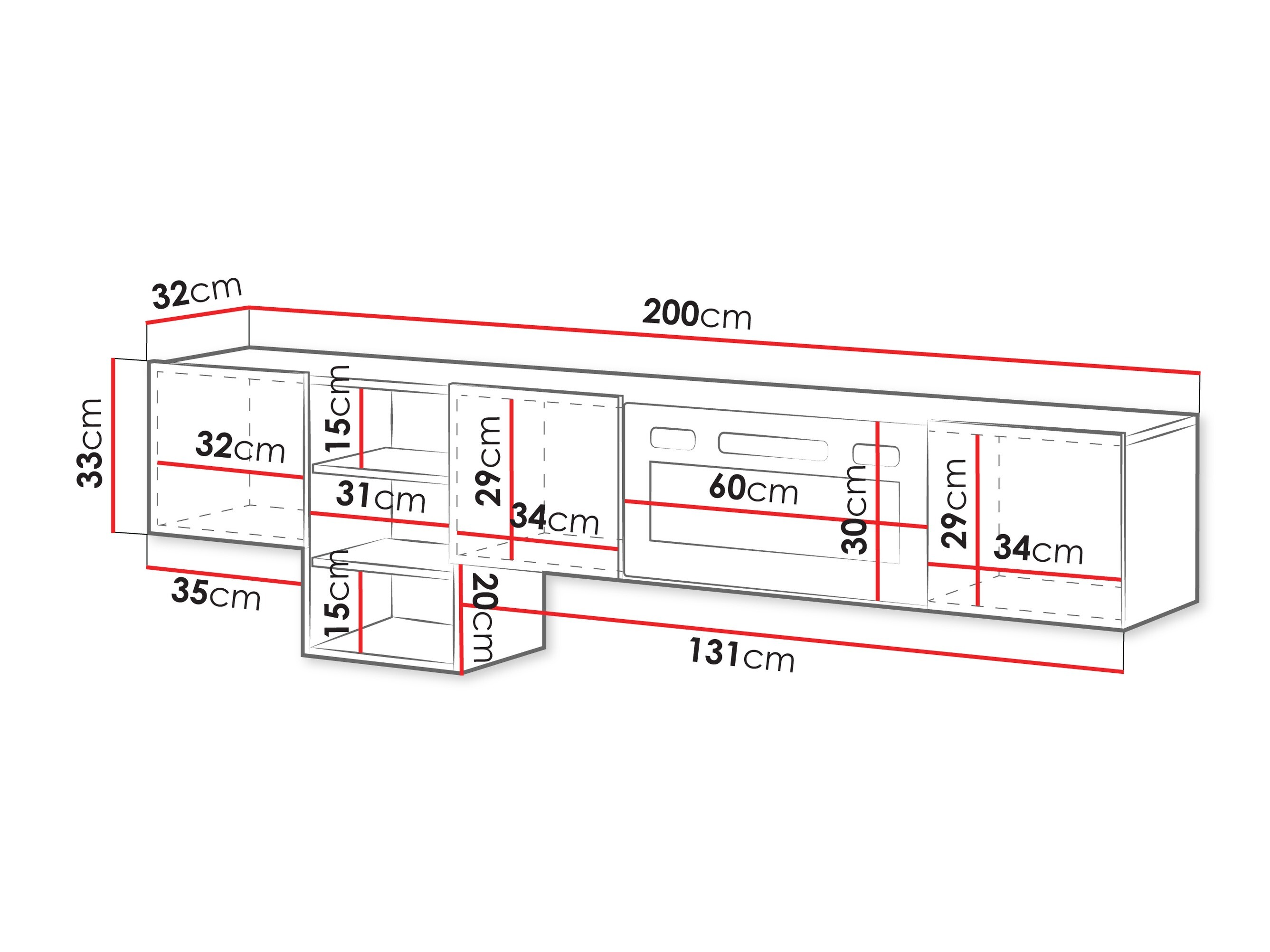 Meuble TV Charlotte 218 (Noyer + Noir)