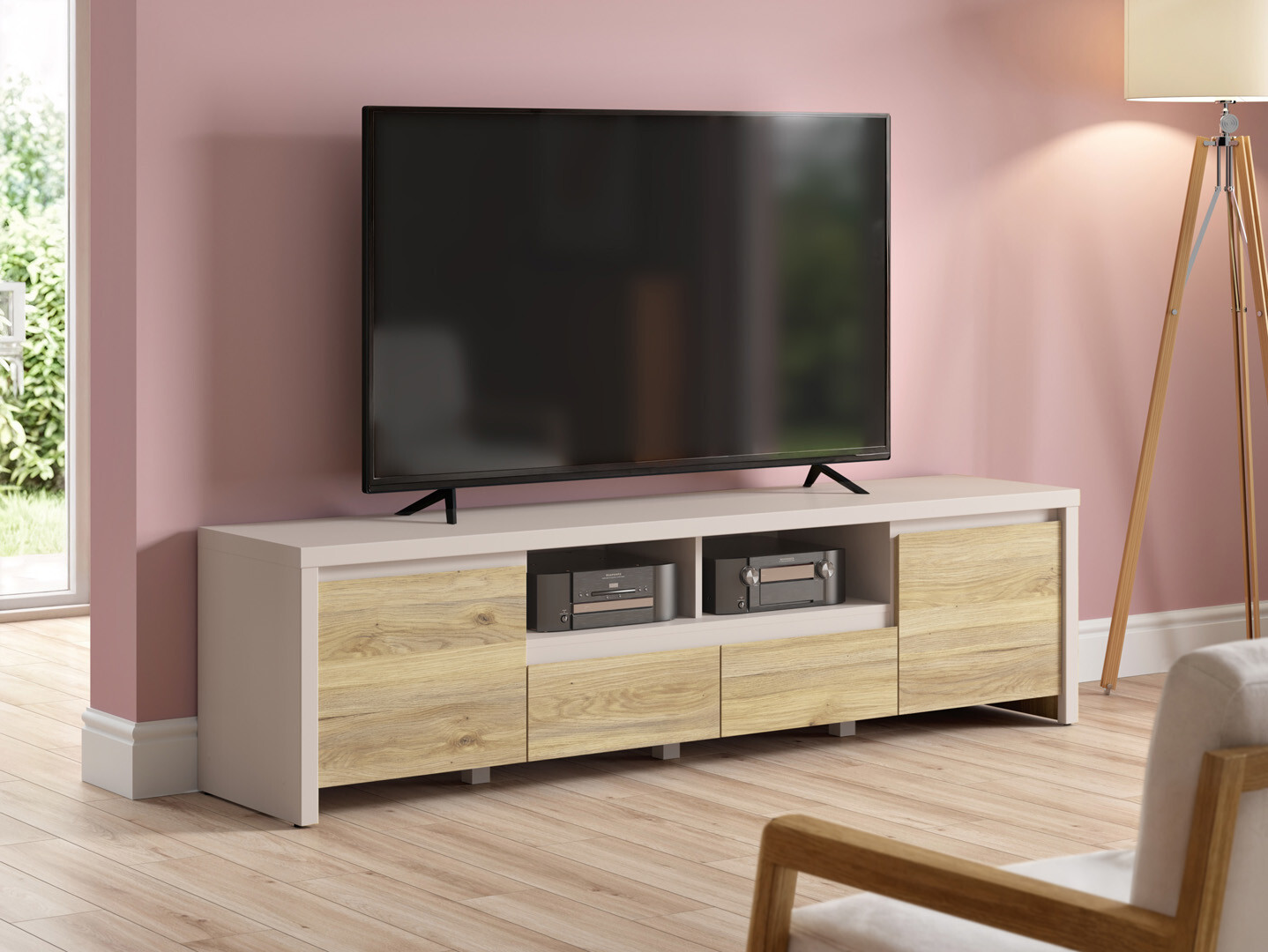 Meuble TV Nolroma 143 (Cachemire + Chêne)