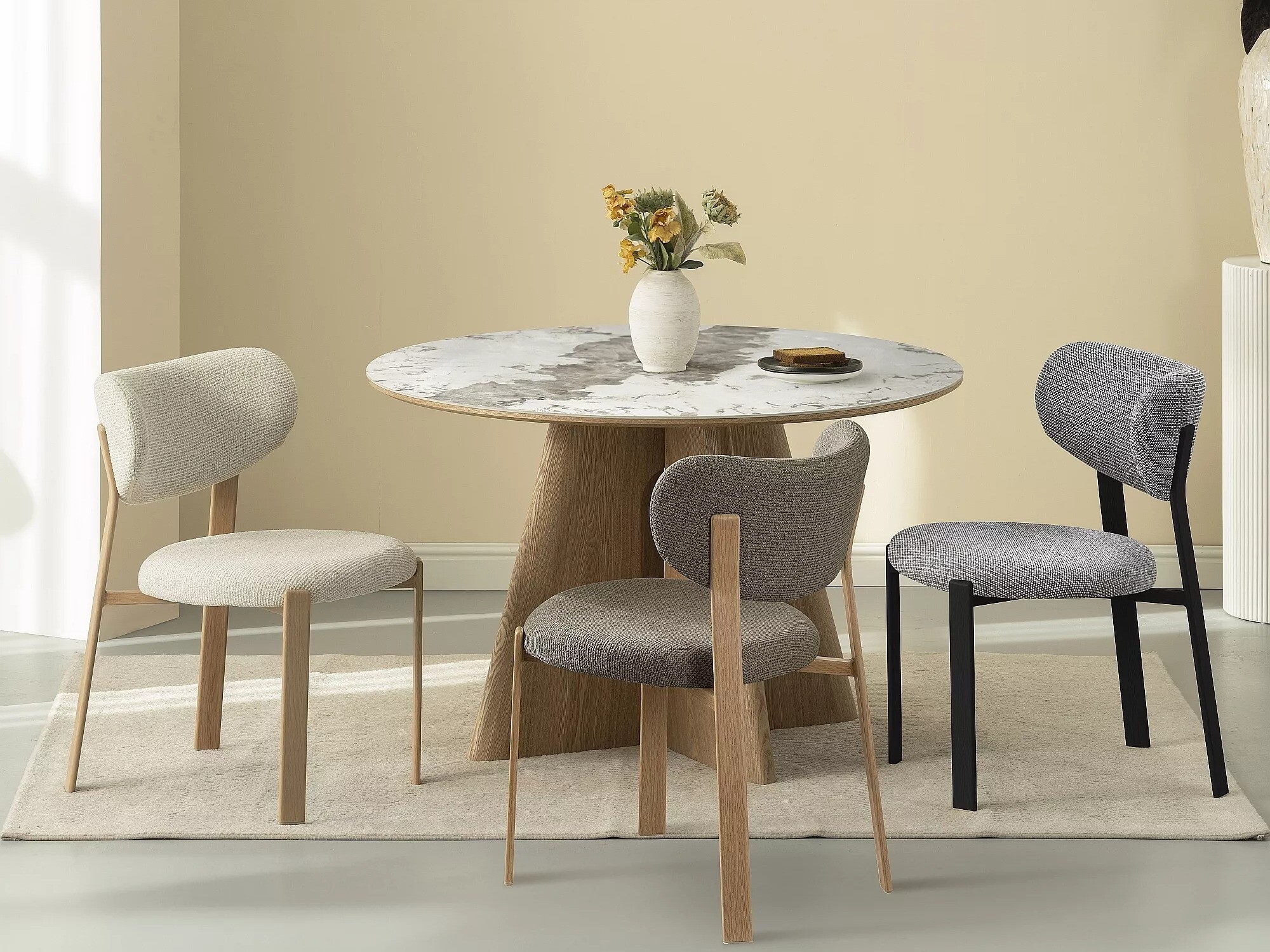 Table Detroit 1073 (Motif pierre + Chêne)