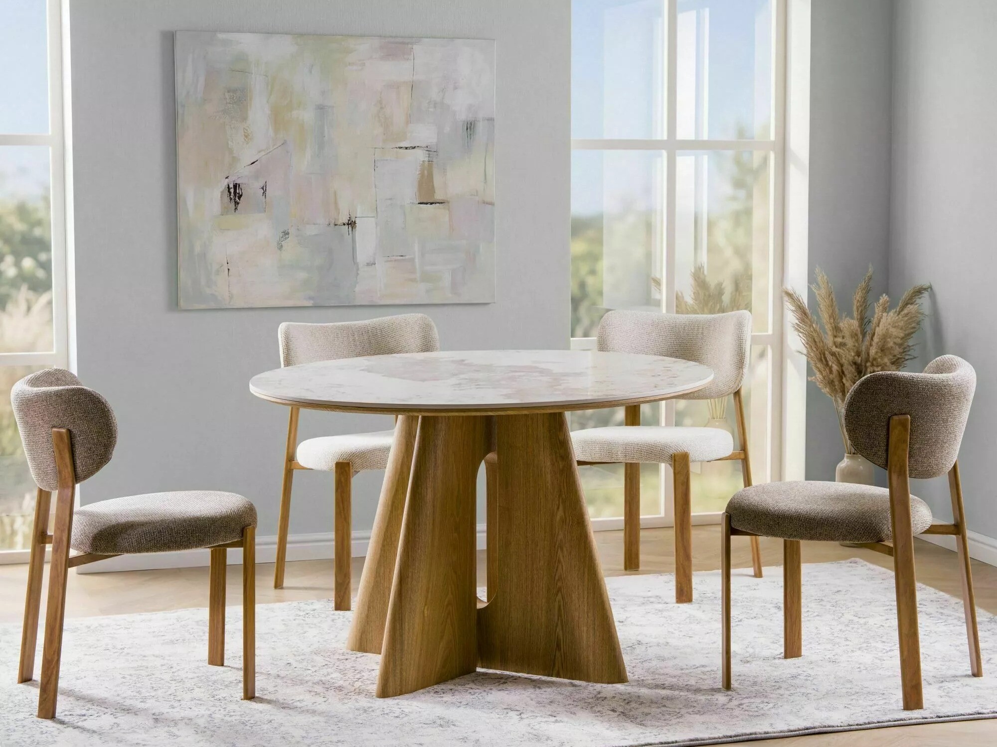 Table Detroit 1073 (Motif pierre + Chêne)