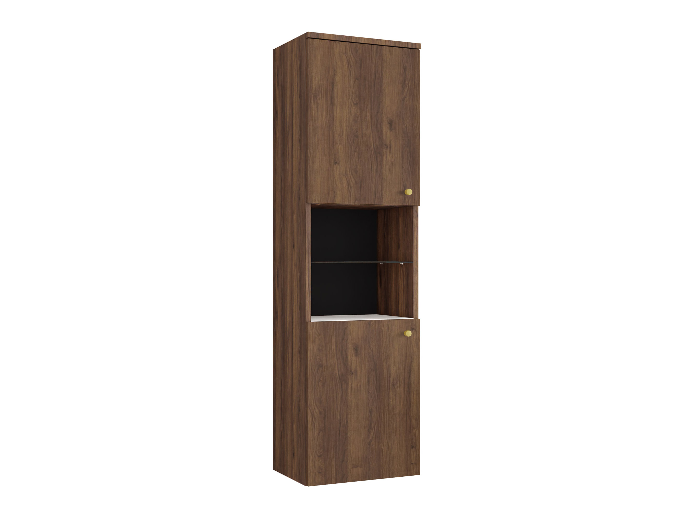 Armoire de salle de bain murale Salus (Noyer + Marbre blanc)