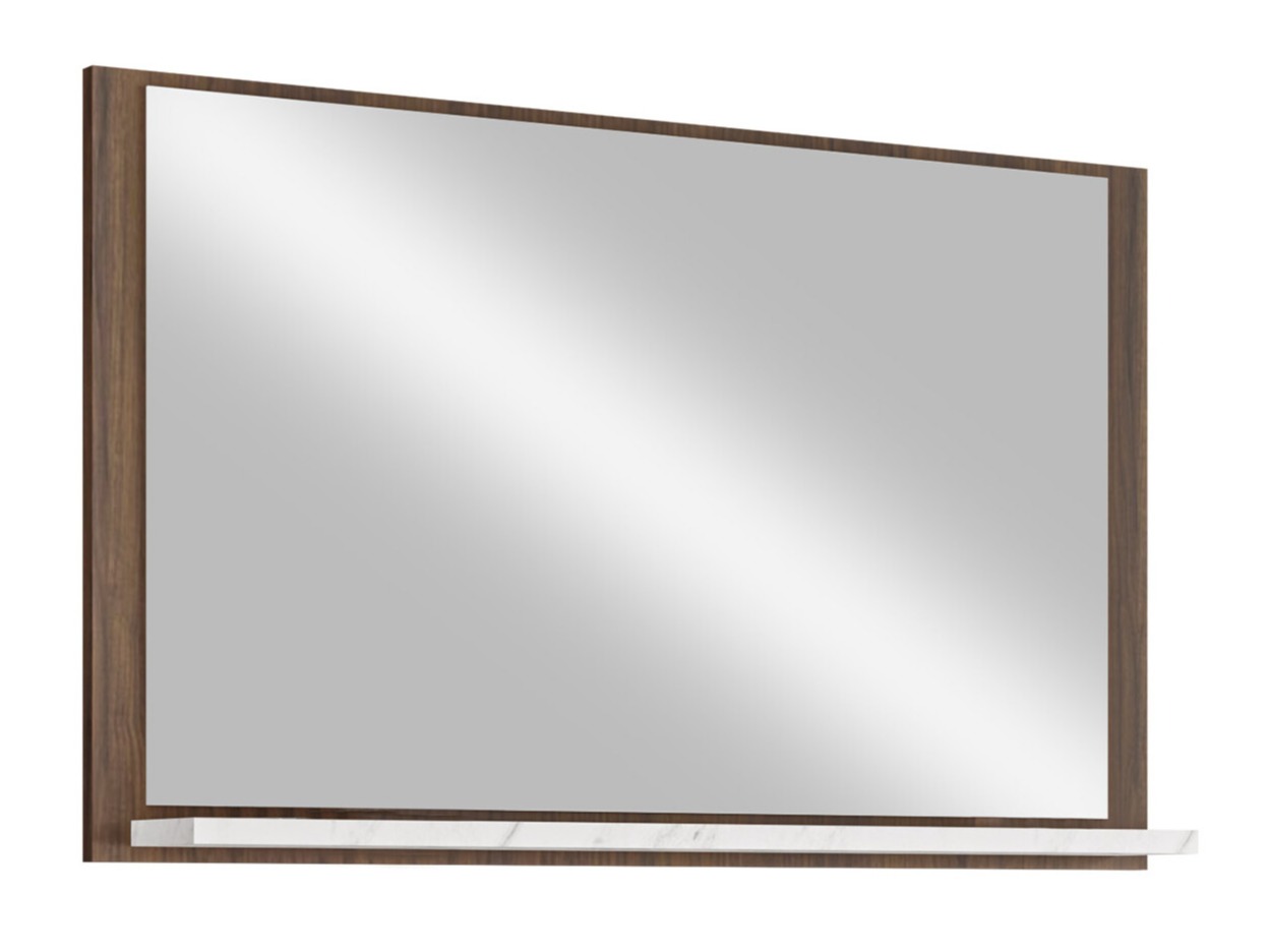 Miroir de salle de bain Salus (Noyer + Marbre blanc)