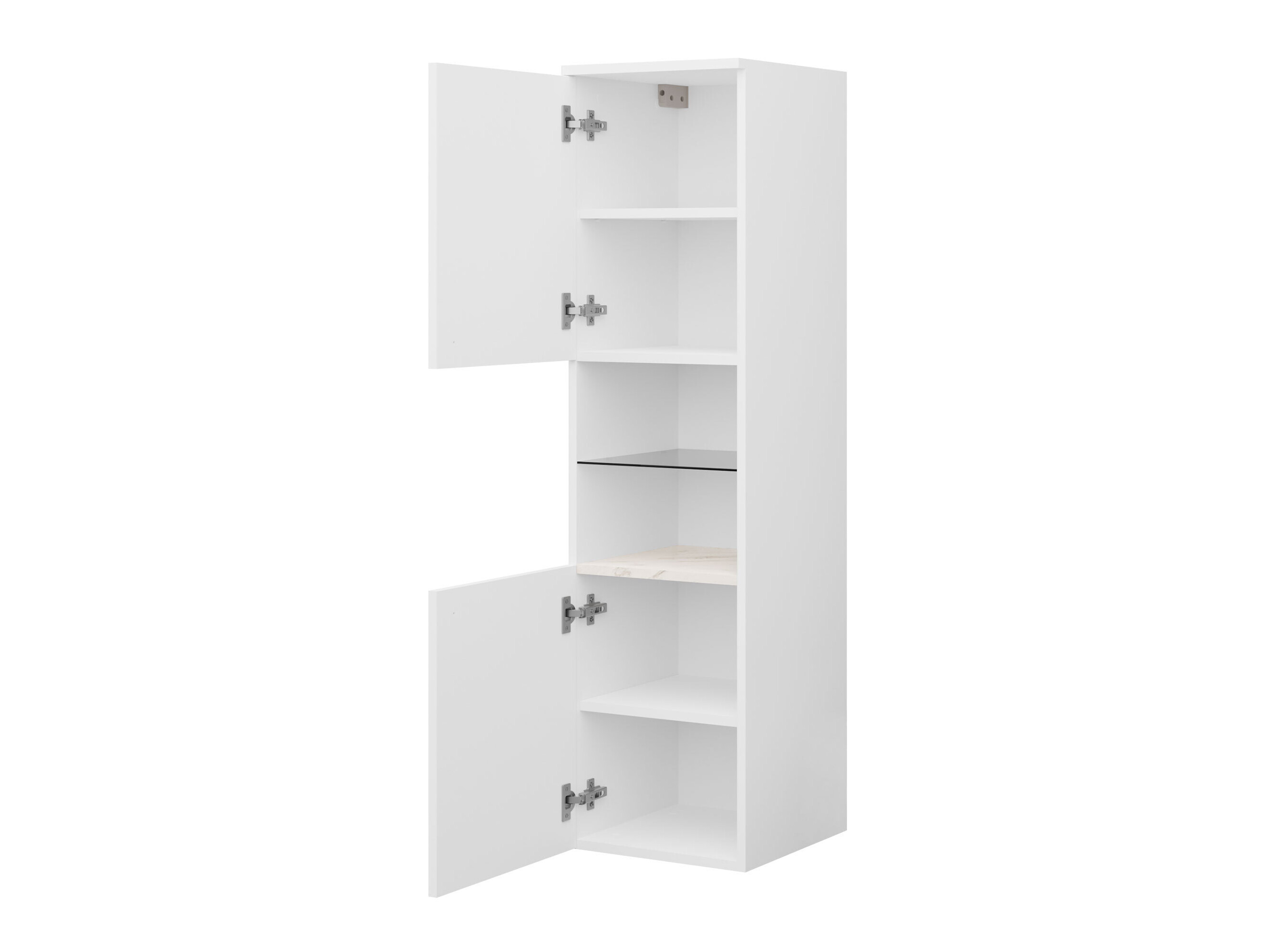 Armoire de salle de bain murale Salus (Blanc + Marbre blanc)