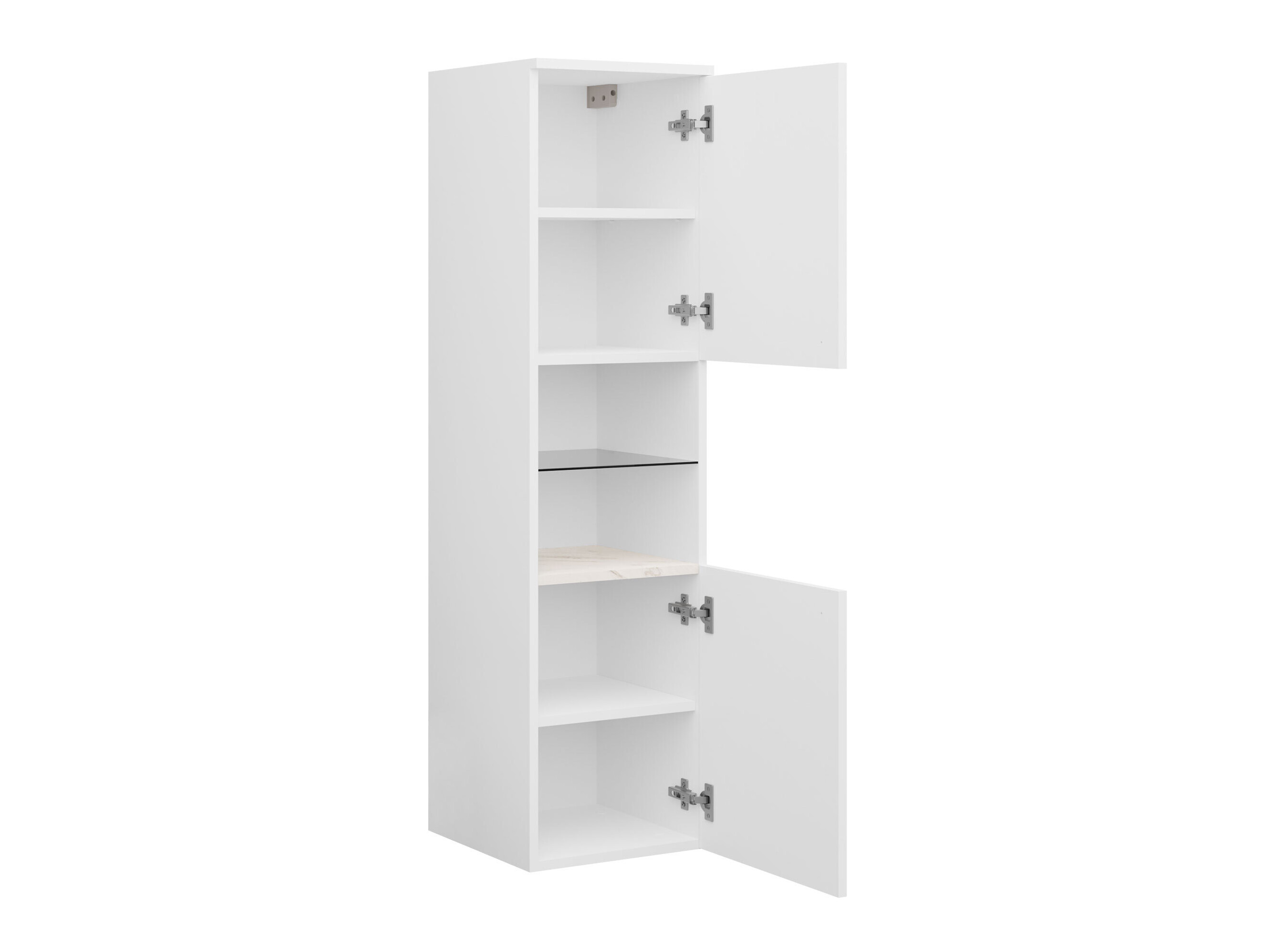 Armoire de salle de bain murale Salus (Blanc + Marbre blanc)