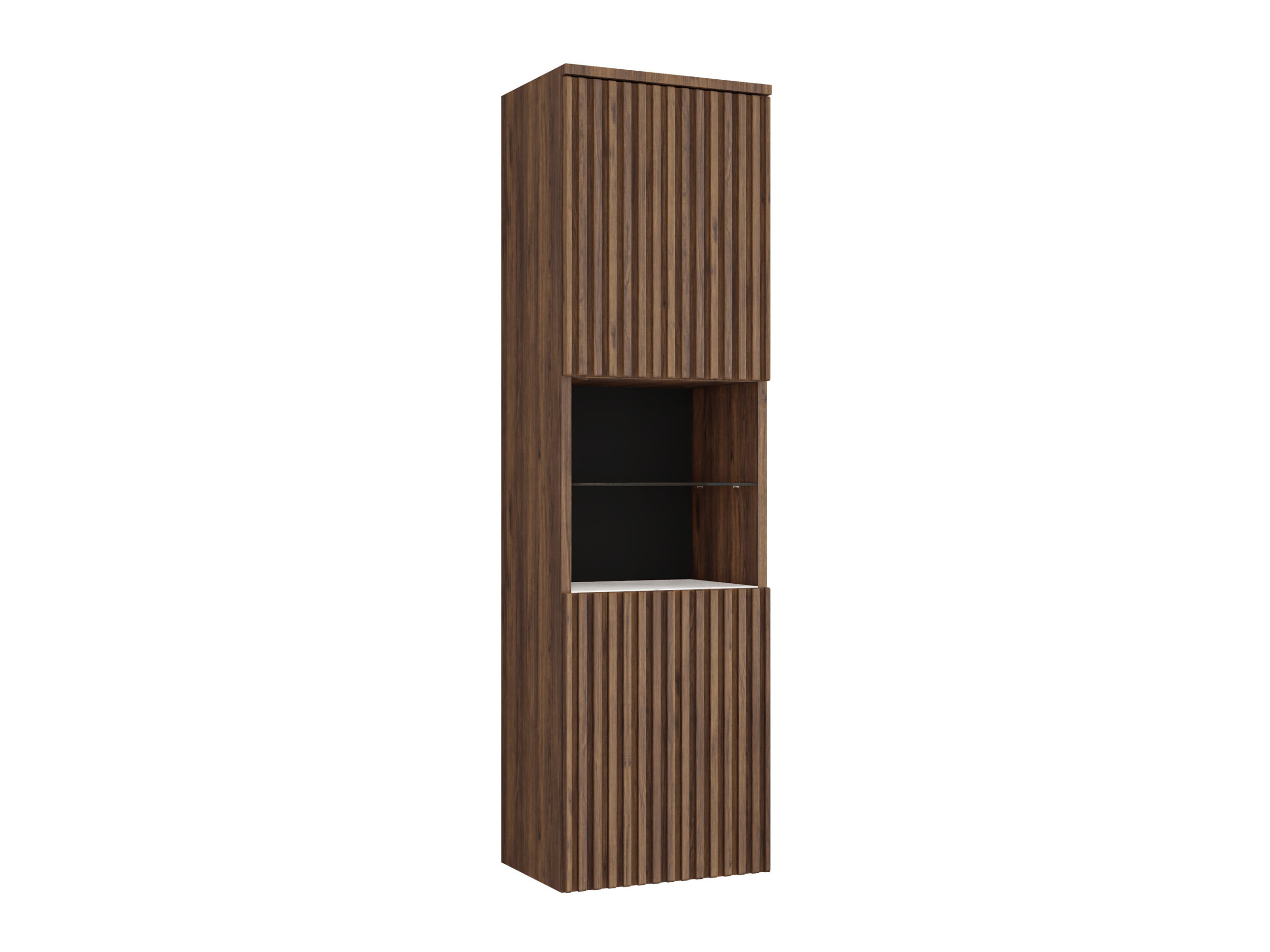 Armoire de salle de bain murale Nauta (Noyer + Marbre blanc)