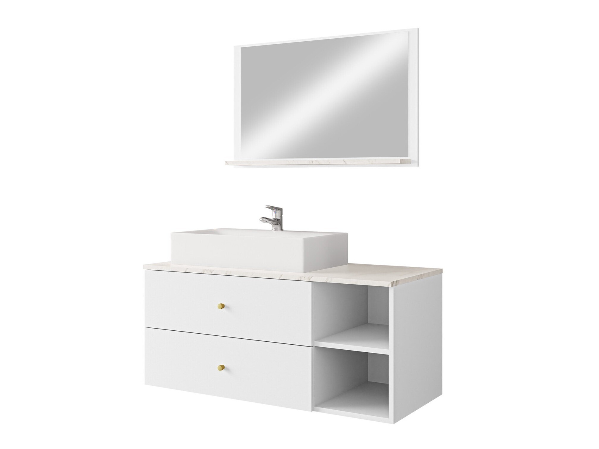 Ensemble de salle de bain Salus I (Blanc + Marbre blanc)