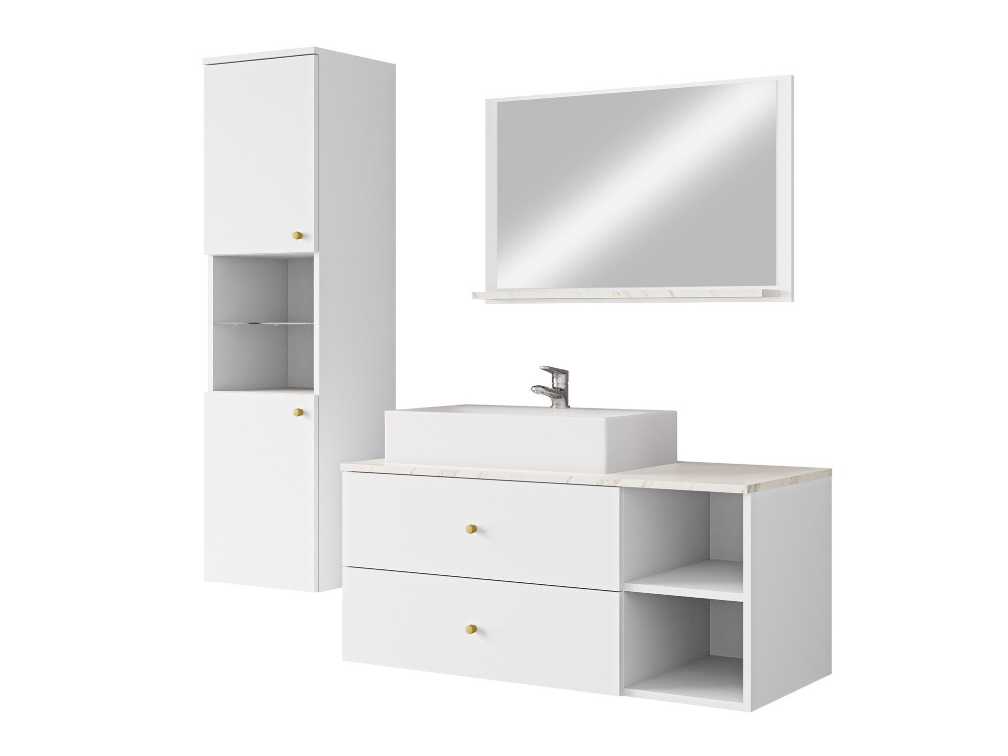 Ensemble de salle de bain Salus II (Blanc + Marbre blanc)