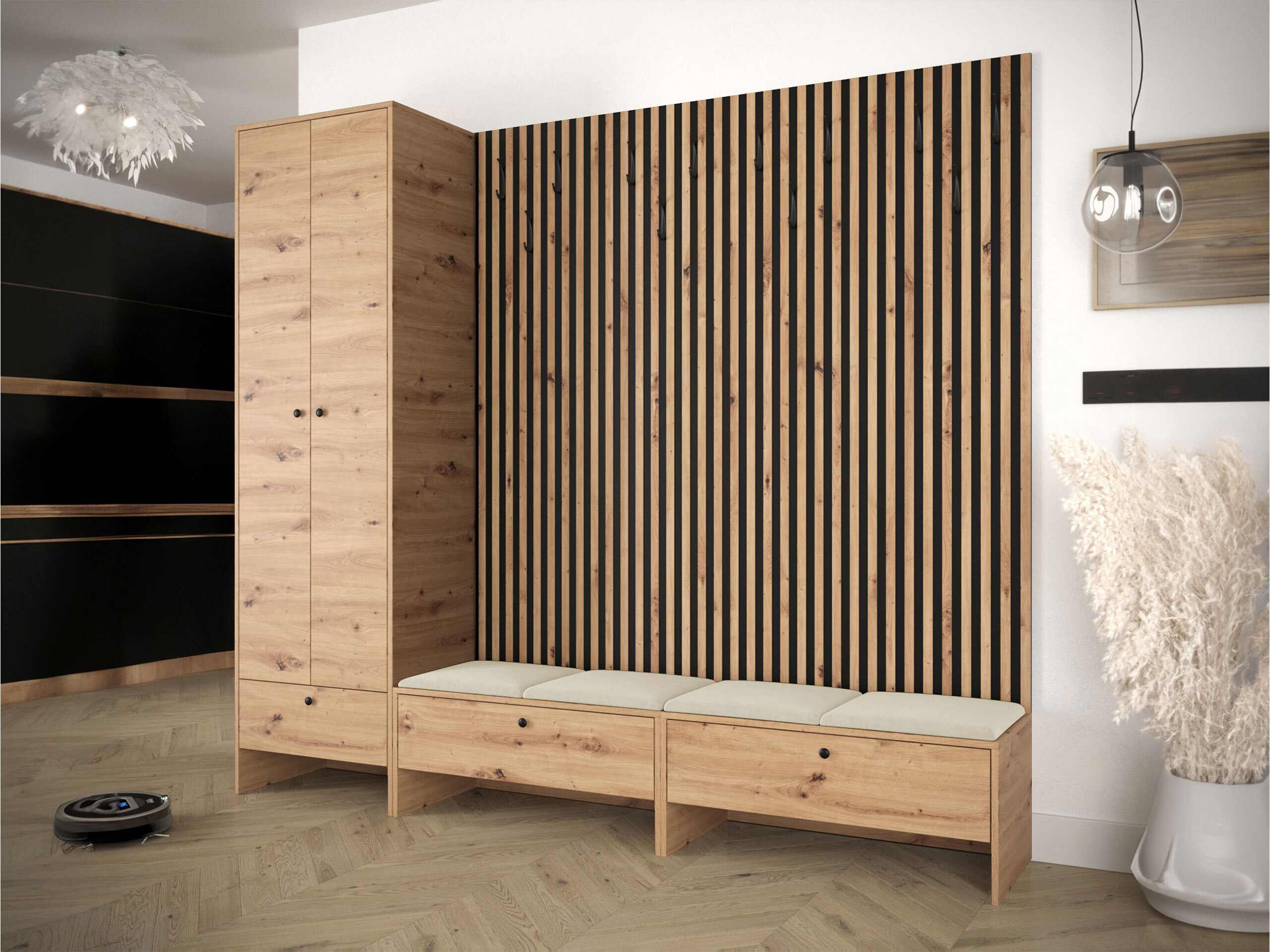 Ensemble de meubles d’entrée Donio VI (Chêne Artisan + Polo 872)