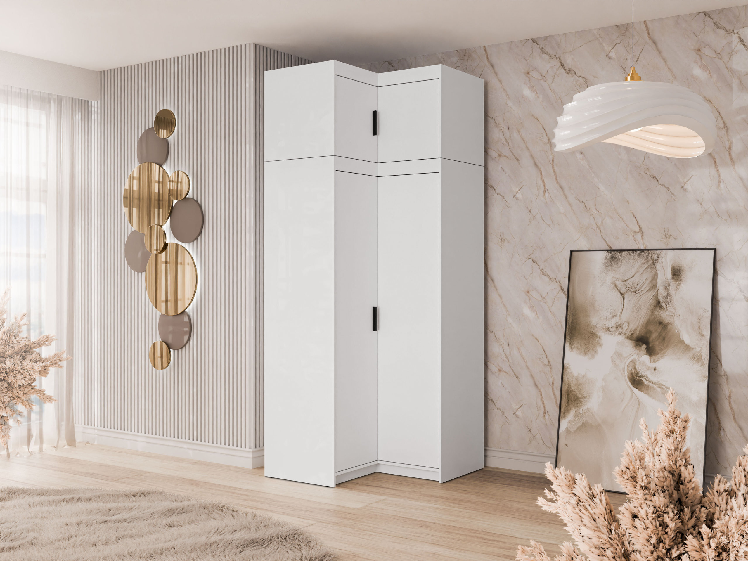 Armoire d'angle Novduni 121 (Blanc)